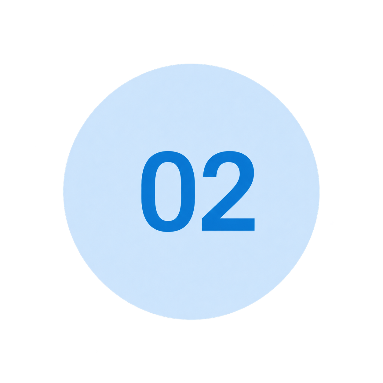 Number 02 in blue inside a light blue circle.