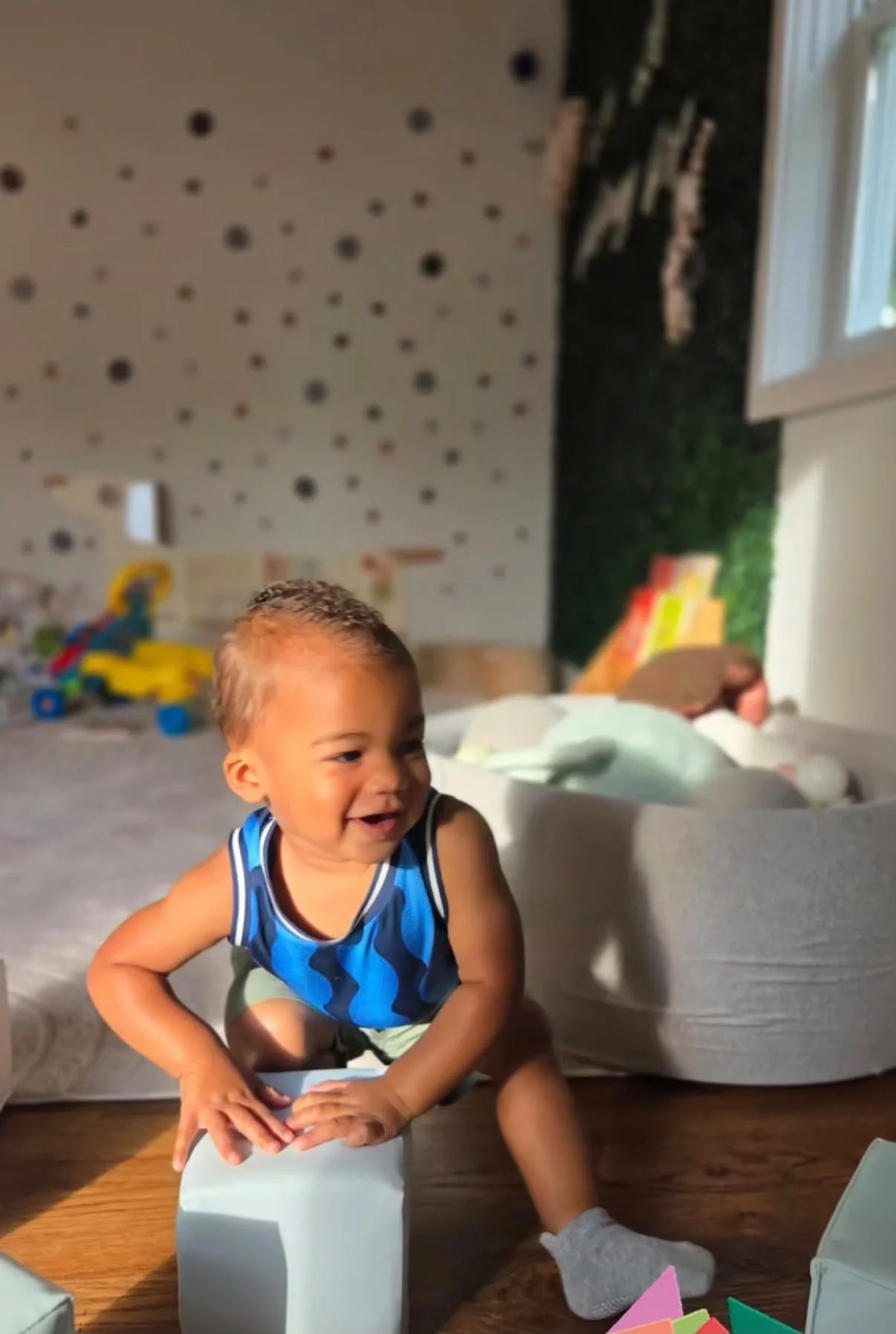 A toddler playing at the little learning center in Norwalk, CT.