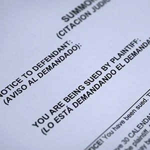Legal notice document representing civil litigation support and investigative services.