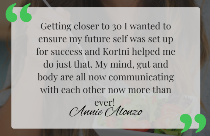 A quote about personal growth and communication, attributed to Annie Alonzo, overlaid on a blurred background with flowers.