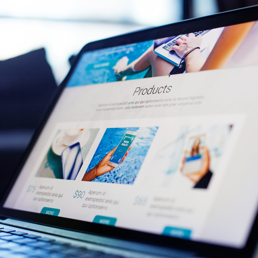 Laptop screen showing an online store's product page