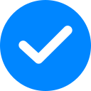 Blue circle with a black checkmark inside