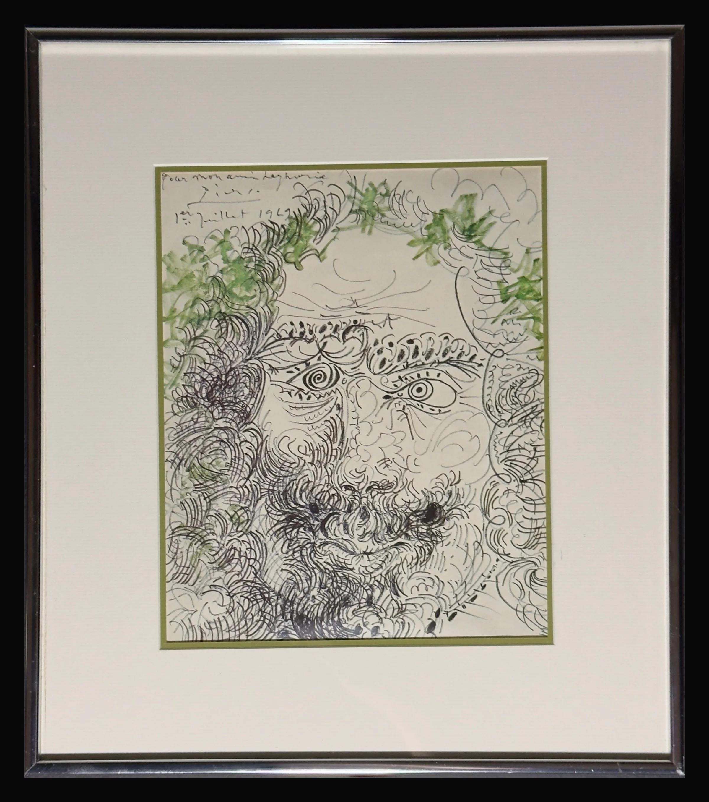 Pablo Picasso — Portrait of Jean Leymarie, Framed Offset Lithograph