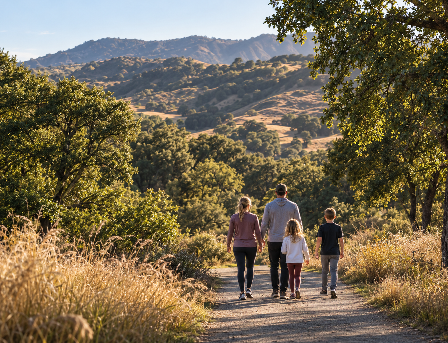 Family walking in open space
