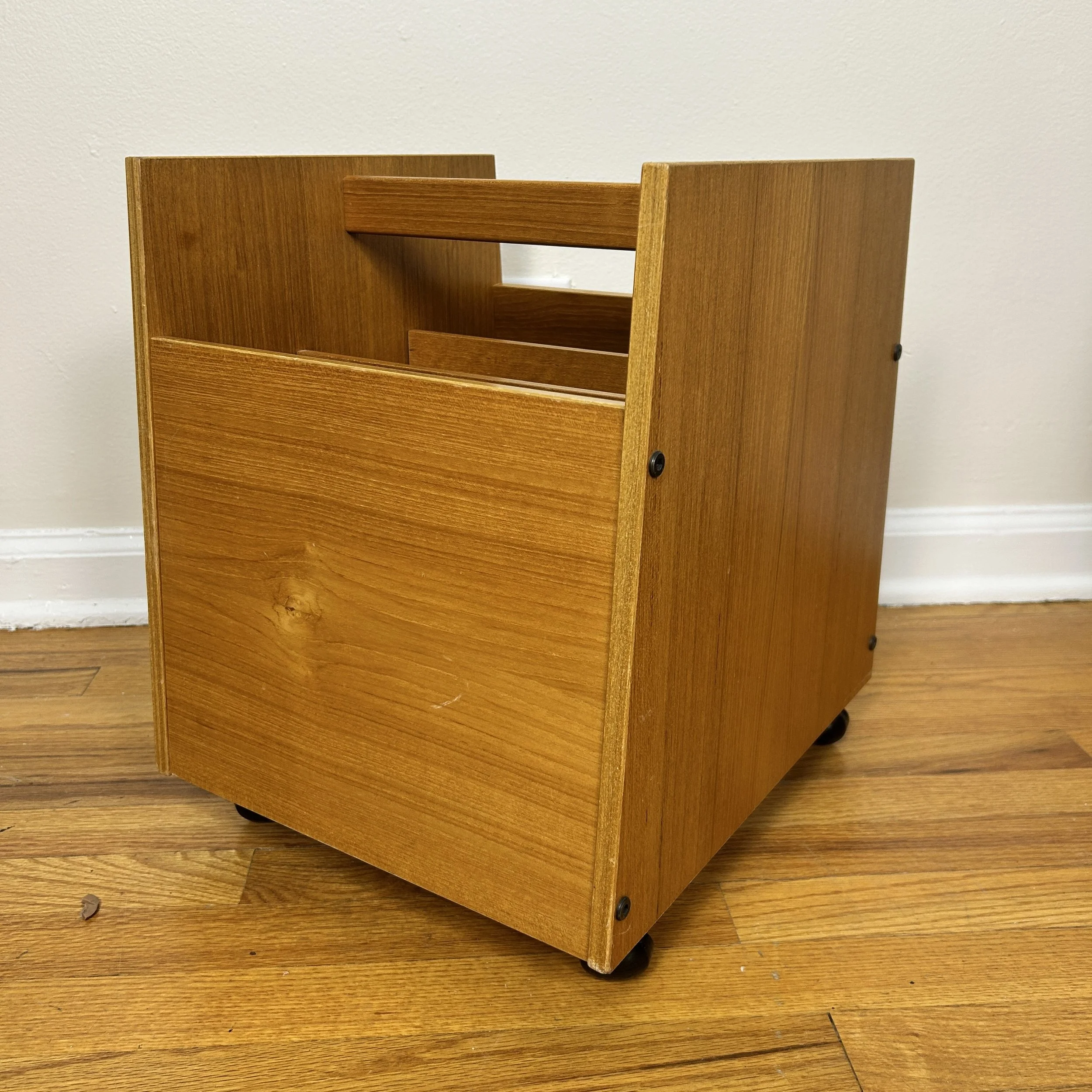 Vintage Teak Rolling Magazine Cart - Bruksbo Norway