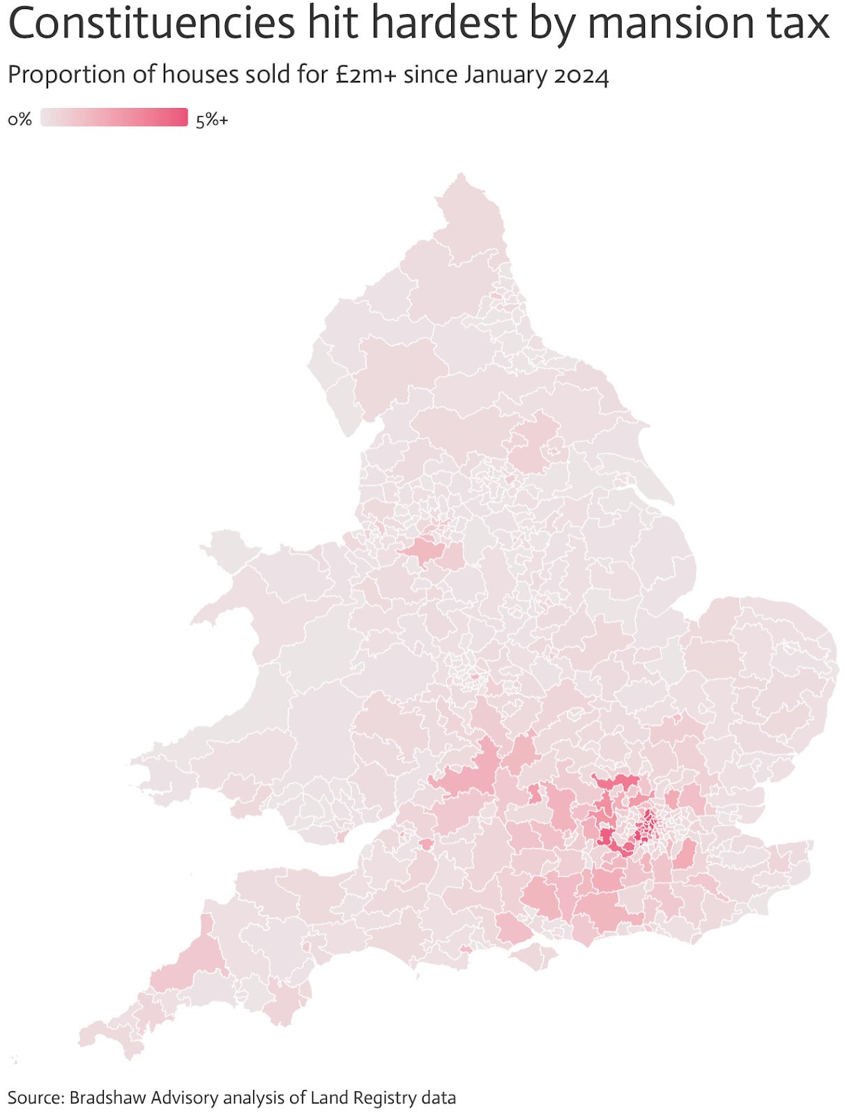 Nine of the ten constituencies hit hardest by the ‘mansion tax’ are held by Labour MPs