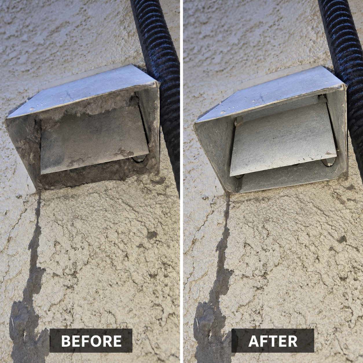 Dryer vent cleaning before and after in Orange County