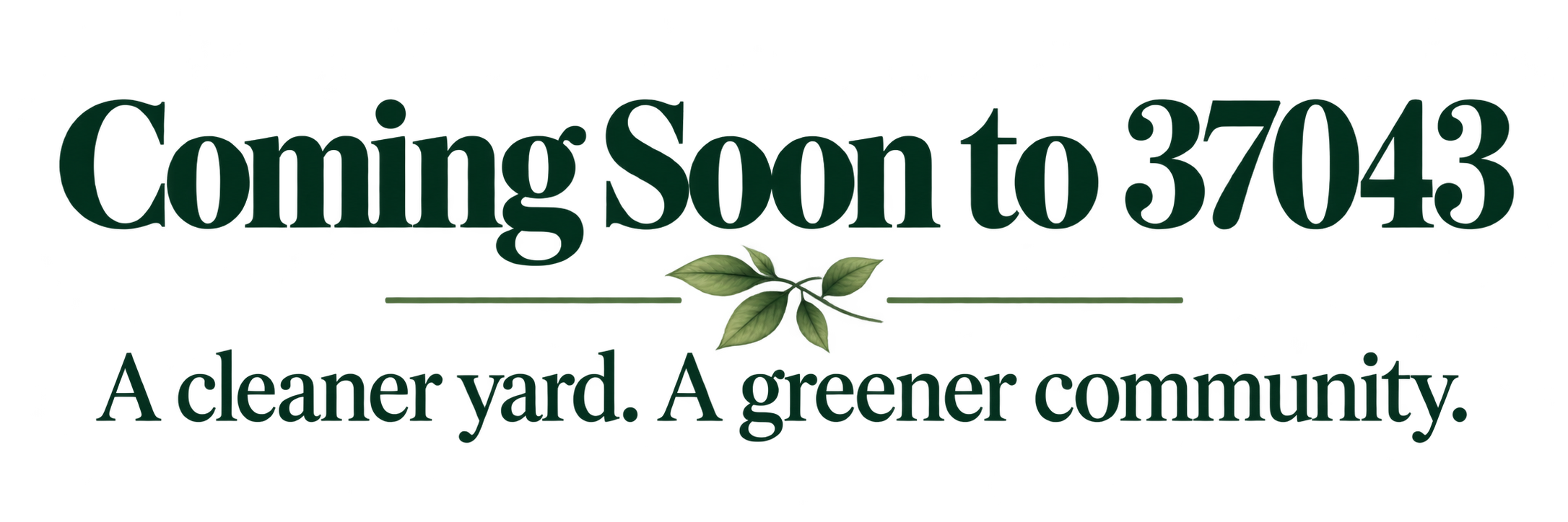 Logo for Coming Soon 7043, a community garden with a leafy plant graphic and the phrase 'A cleaner yard. A greener community.'