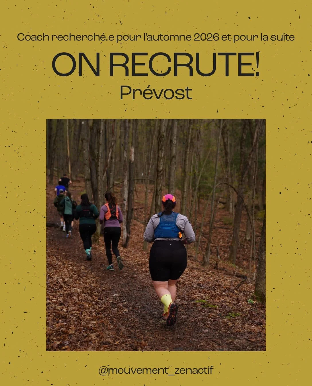 🏃🏽&zwj;♀️🏃🏽&zwj;♂️ Pr&ecirc;t.e &agrave; partager ta passion pour la course? 

Mouvement zen actif est &agrave; la recherche de coach de course pour animer des cours de groupe TRAIL🔥

🗓️ 1 soir semaine 
💸 40$ &agrave; 65$/cours (selon l&rsquo;