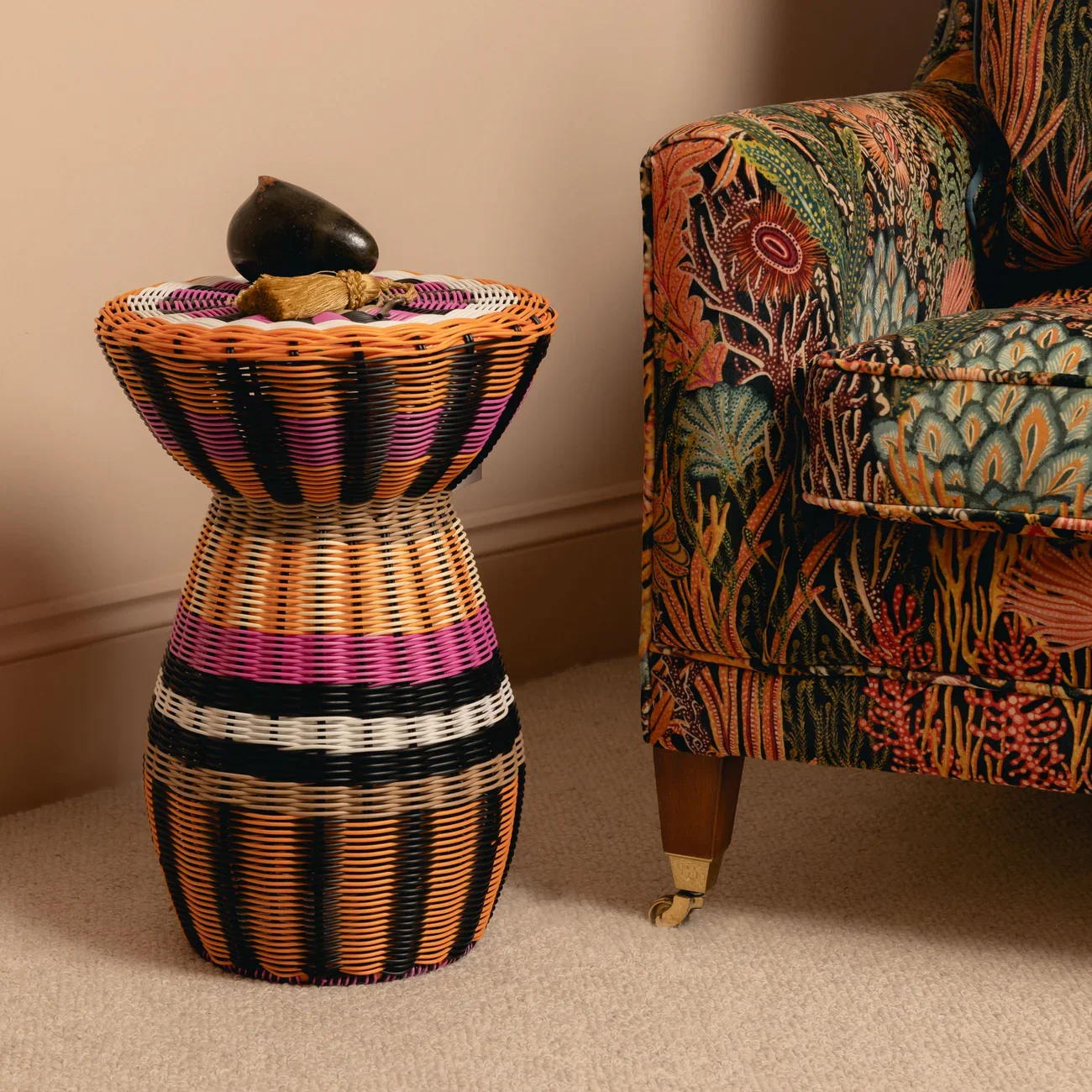 Tabouret Scoubidou Rose-Orange