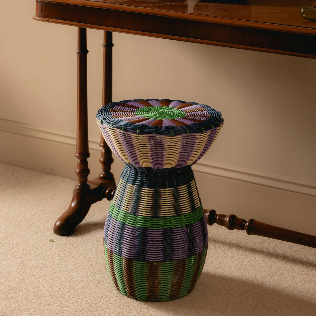 Tabouret Scoubidou Lilas-Marron