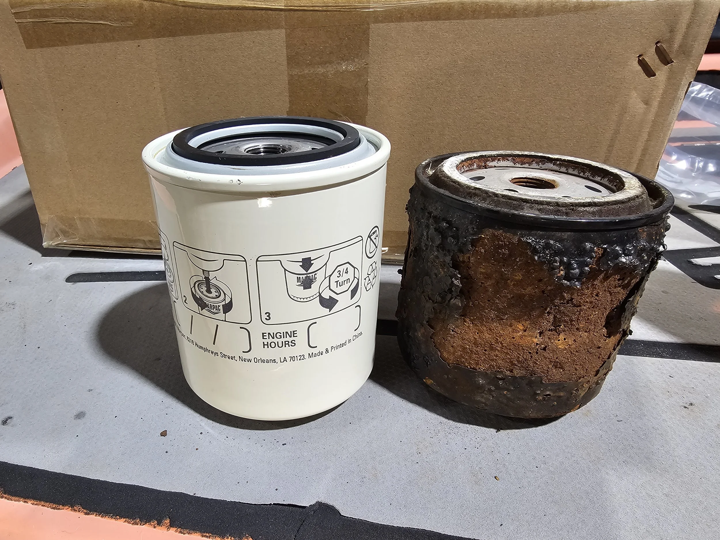 new vs. rusted fuel filter