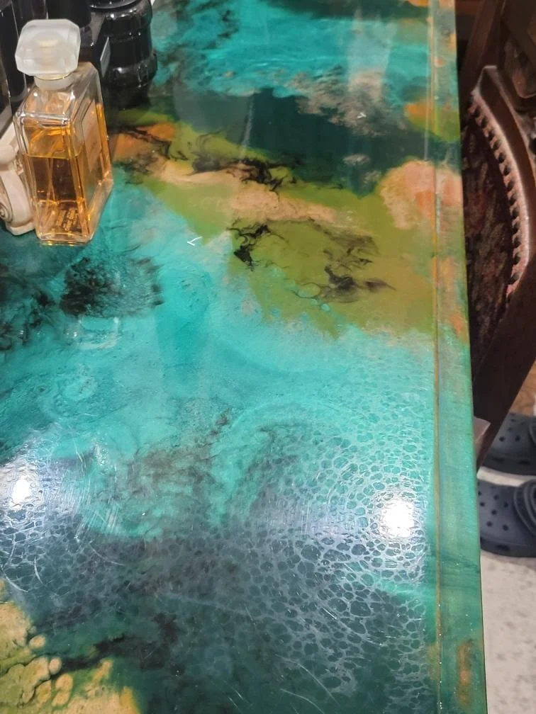 Blue acrylic tabletop