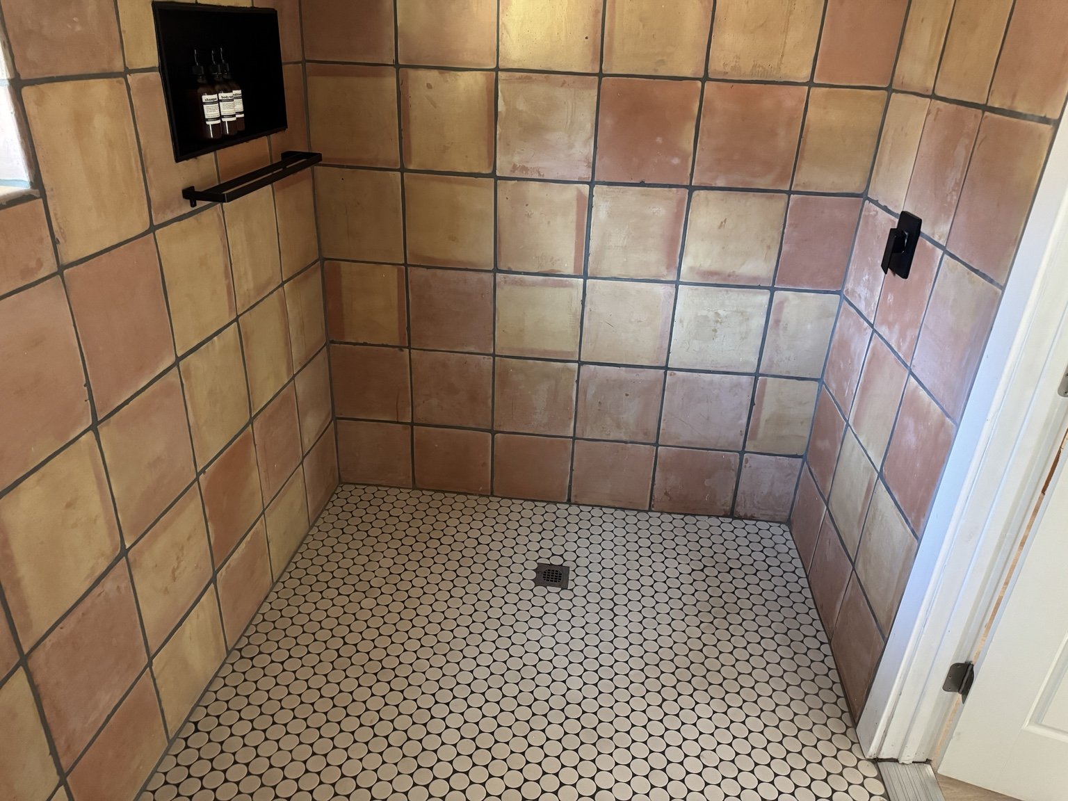 Finished tiled walk-in shower