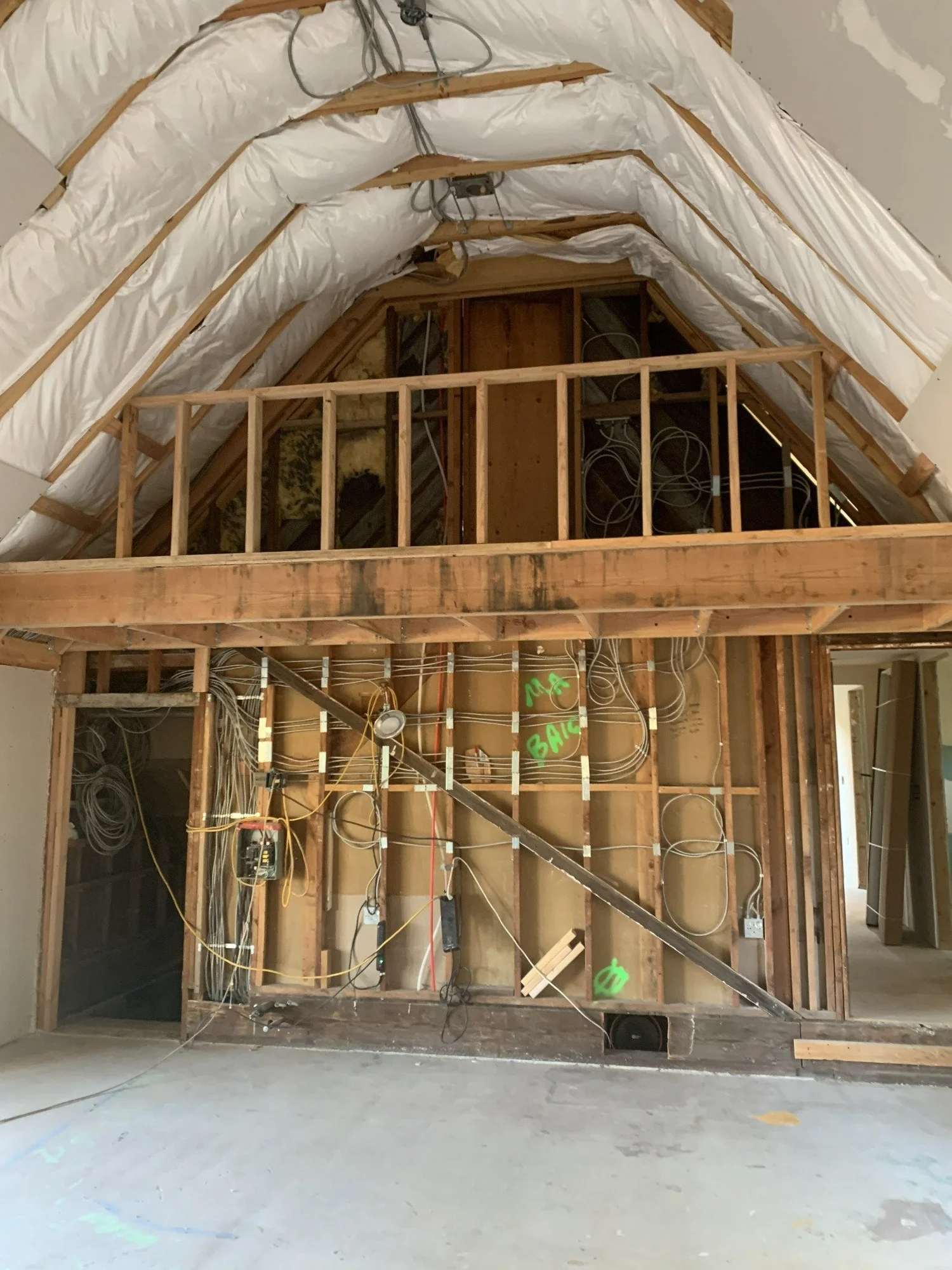 Framing and loft construction during great room renovation