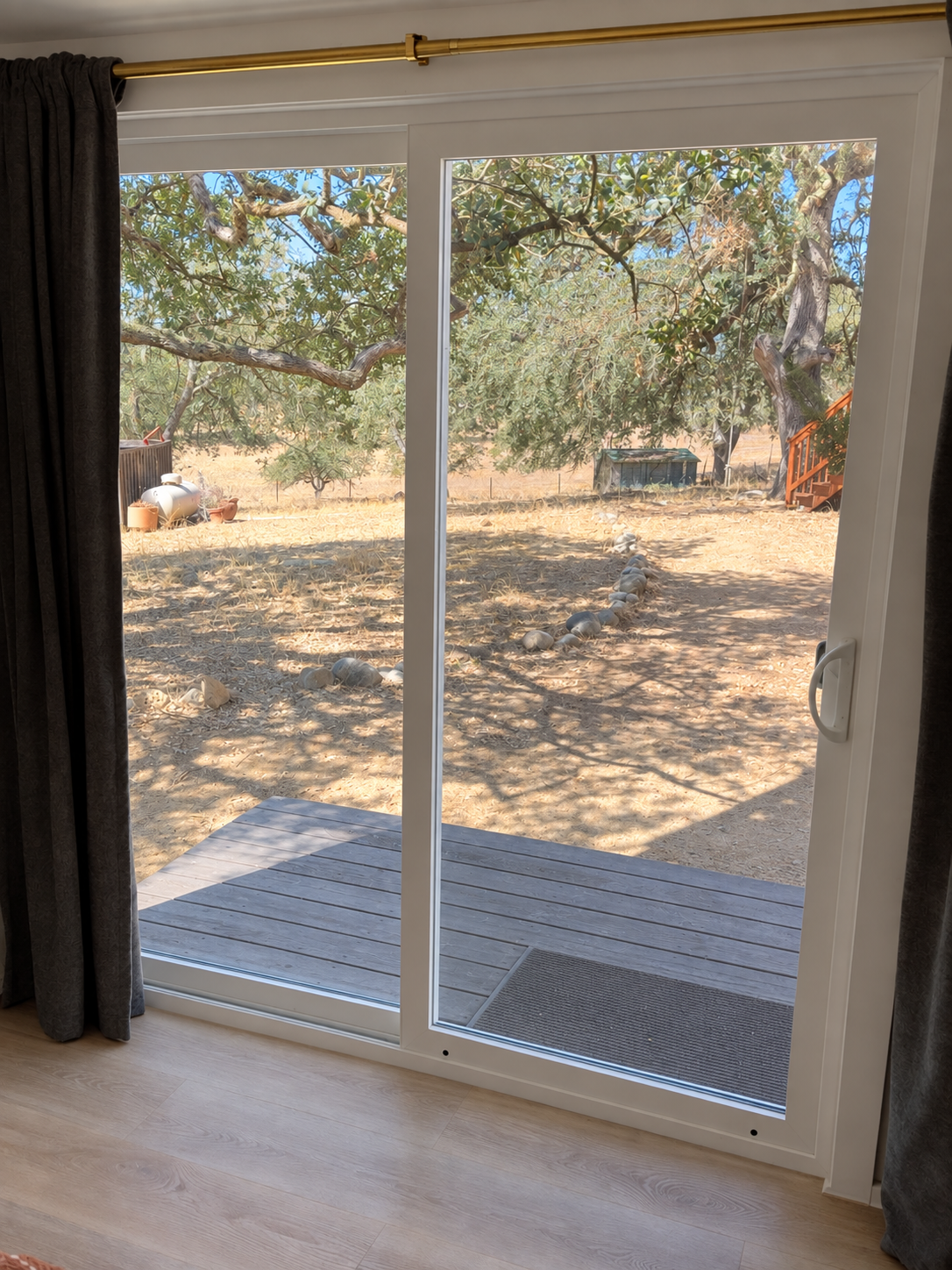 Finished interior view of new sliding glass door