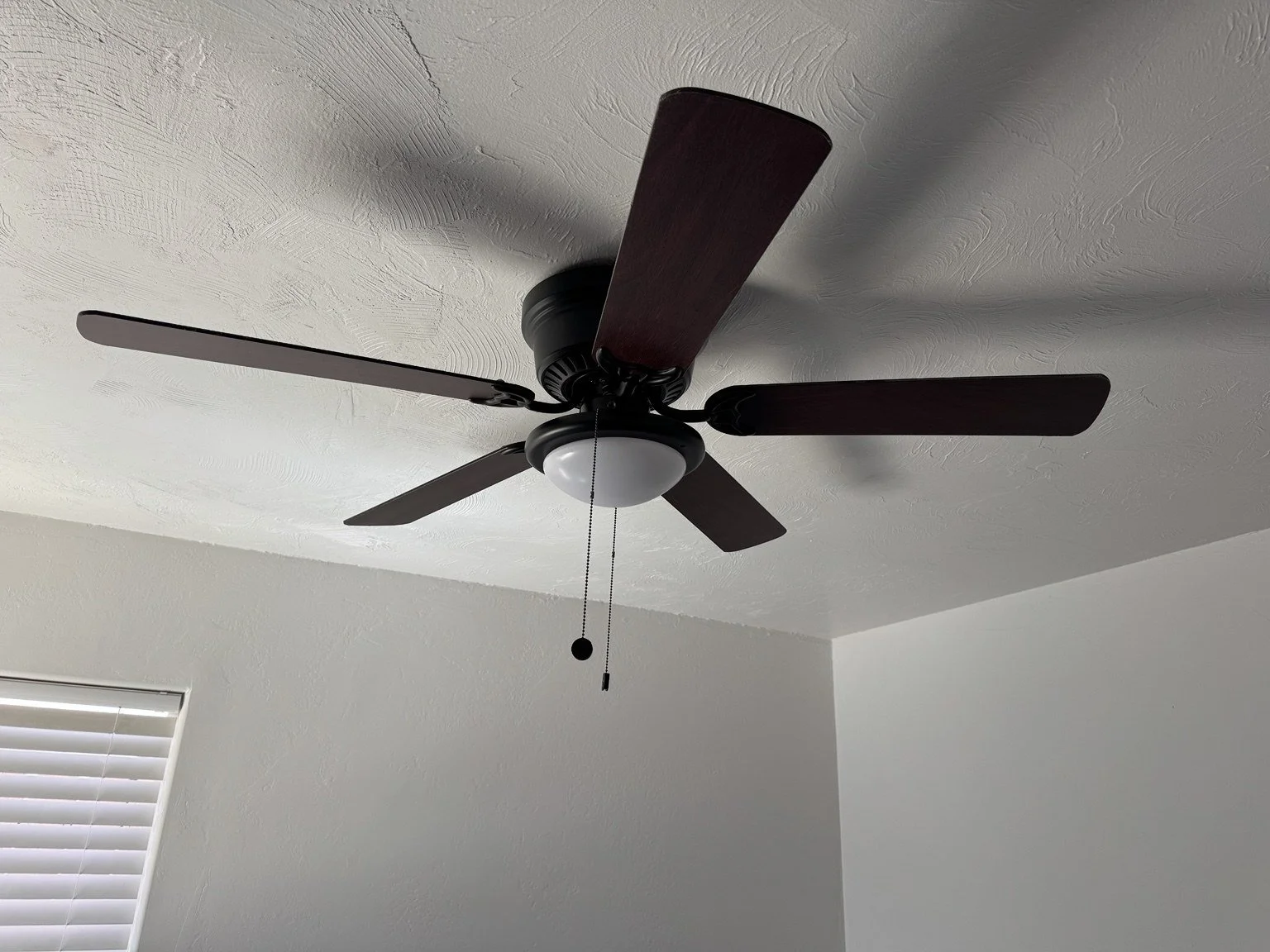 Completed ceiling fan replacement and installation