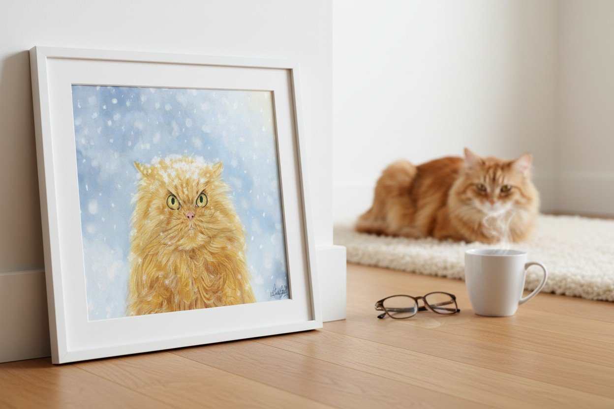 Grumpy Ginger Cat Art Print