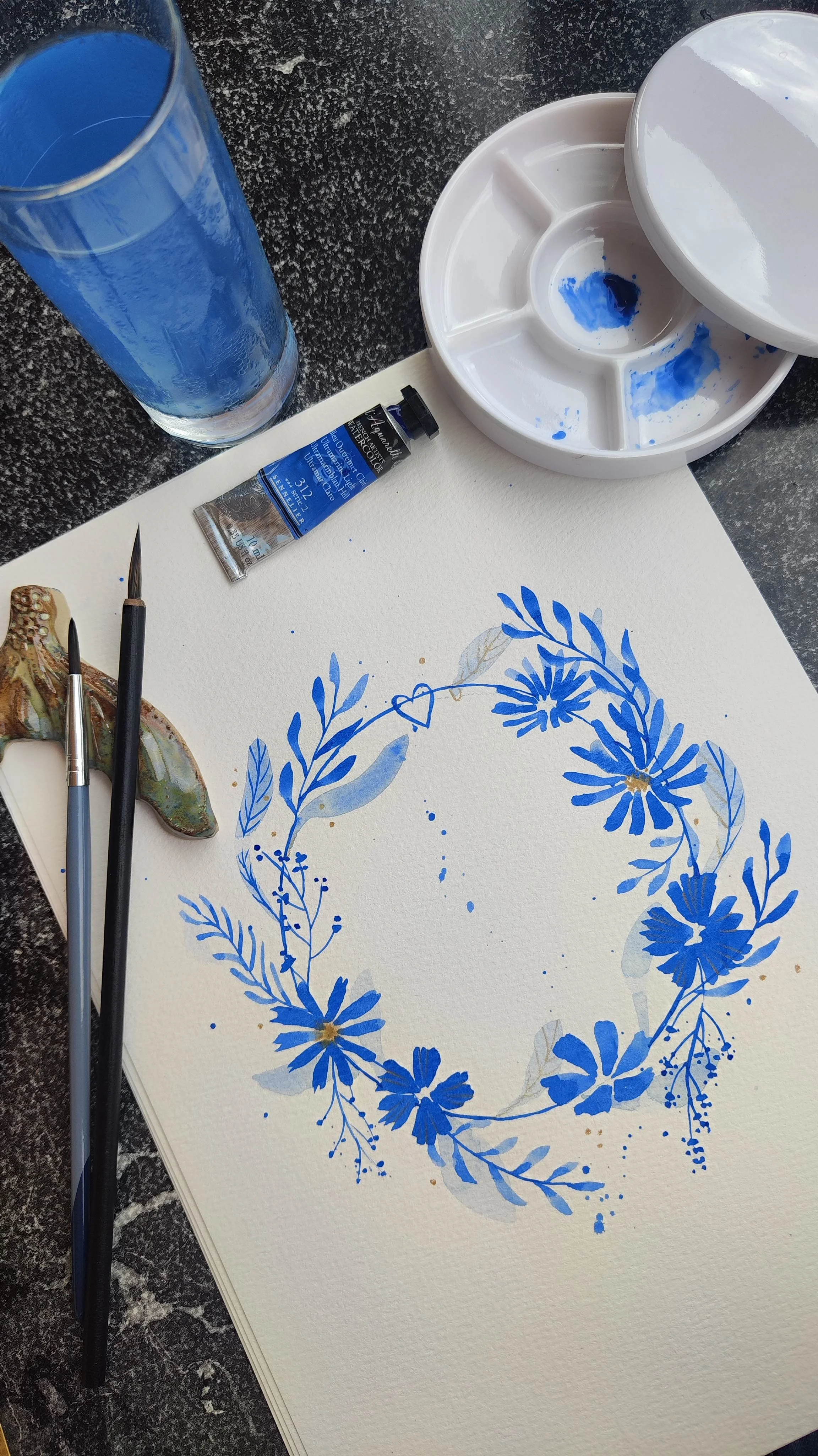 Lundi 12 octobre 14h-16h - Aquarelle initiation couronne florale