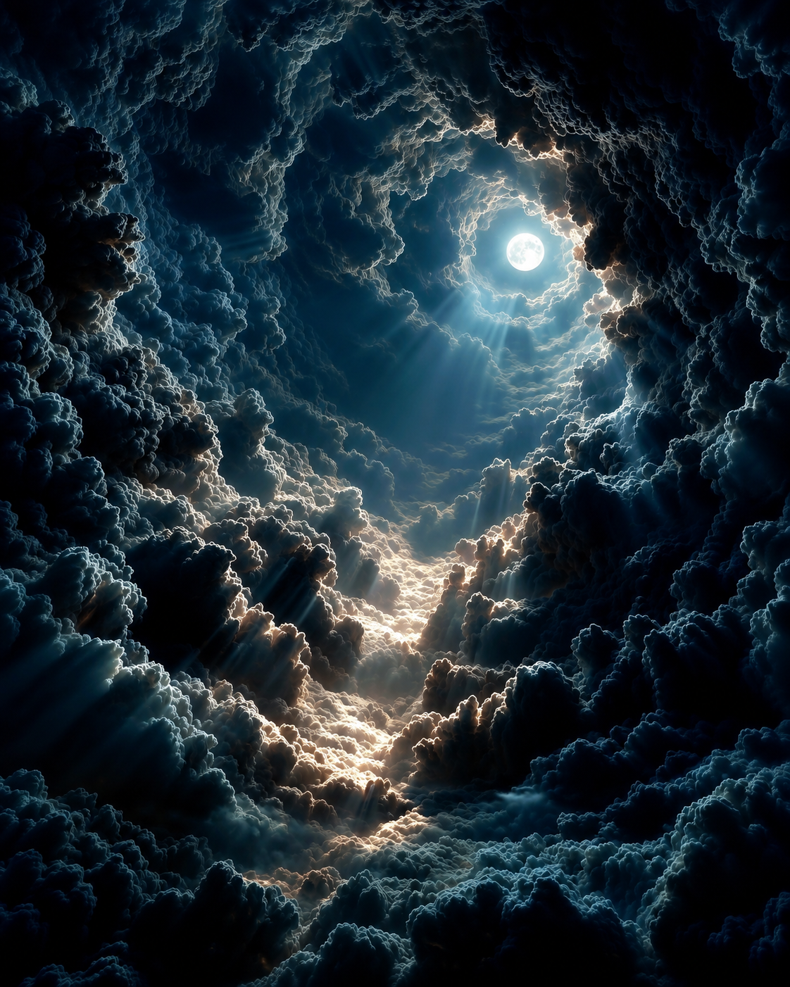 Ancient glowing portal surrounded by swirling dark clouds above Barstown.