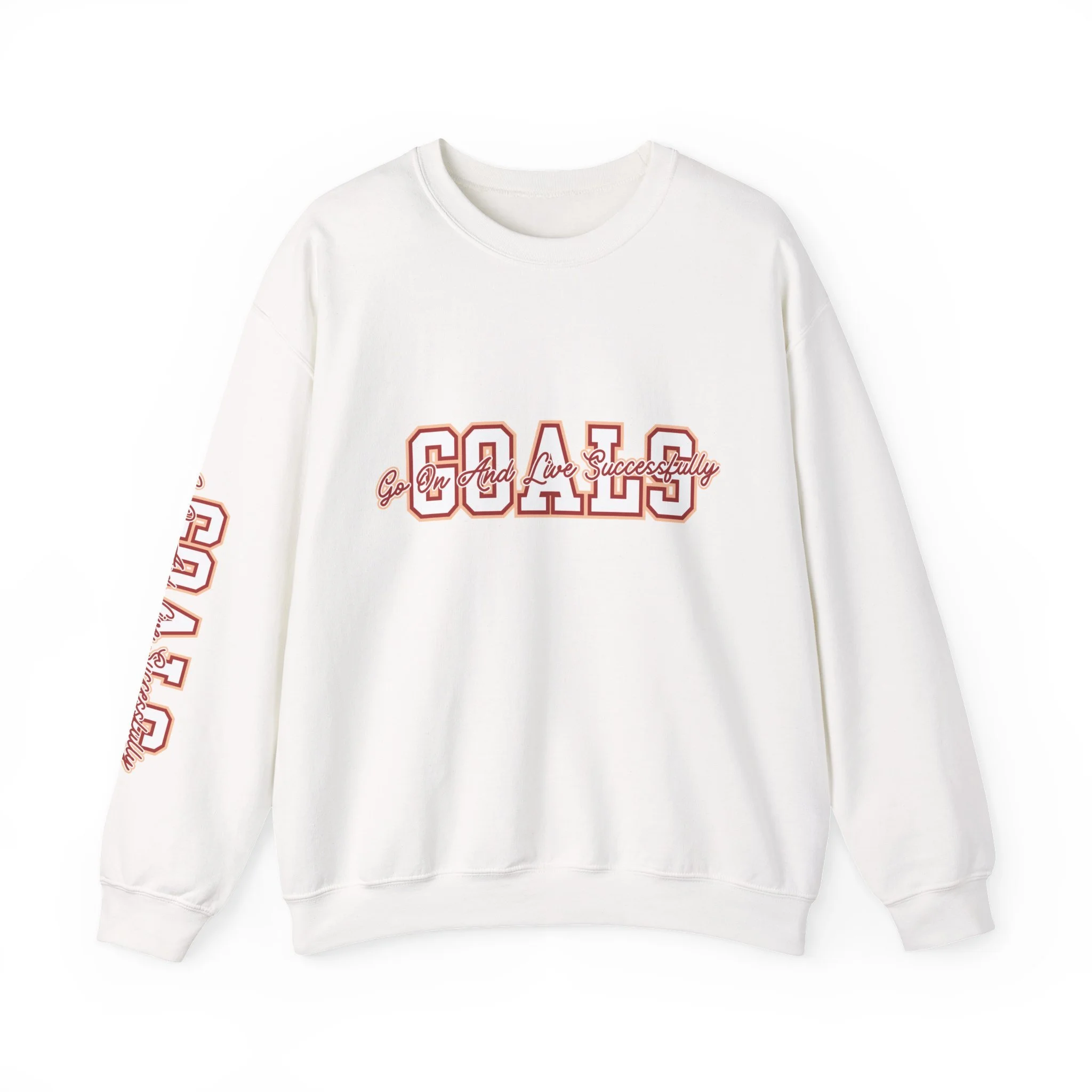 Goals Script Outline Crewneck Sweatshirt | Athletic Lettering, Minimal Graphic