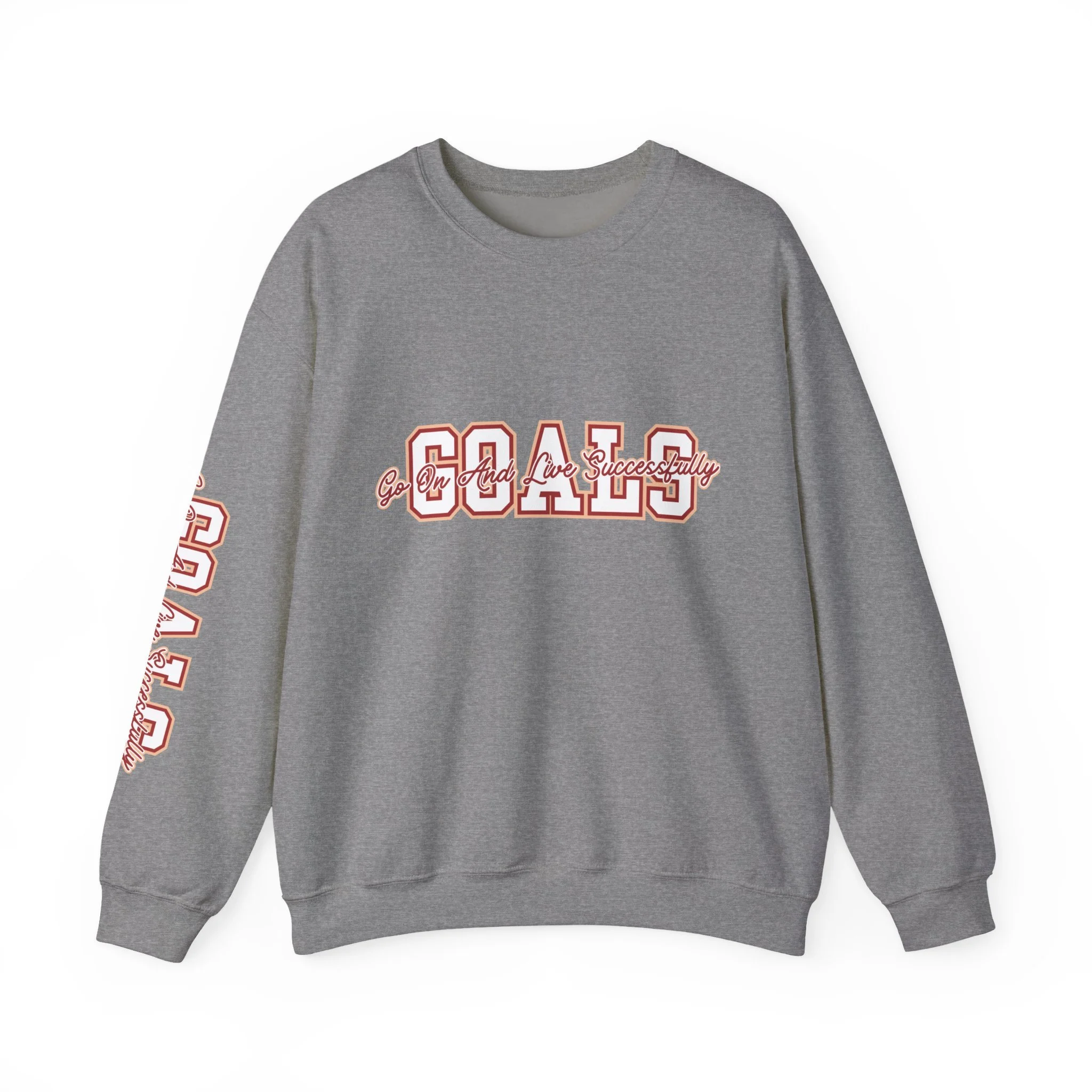 Goals Script Outline Crewneck Sweatshirt | Athletic Lettering, Minimal Graphic