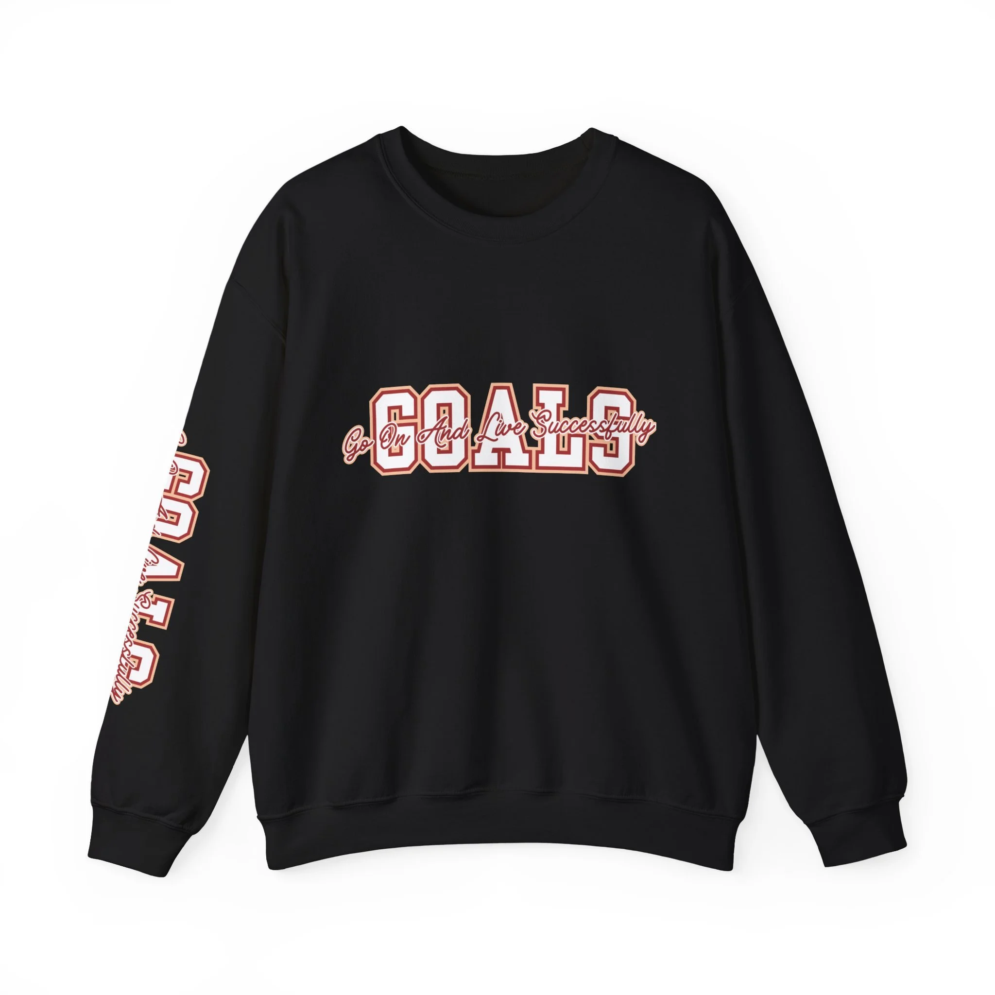 Goals Script Outline Crewneck Sweatshirt | Athletic Lettering, Minimal Graphic
