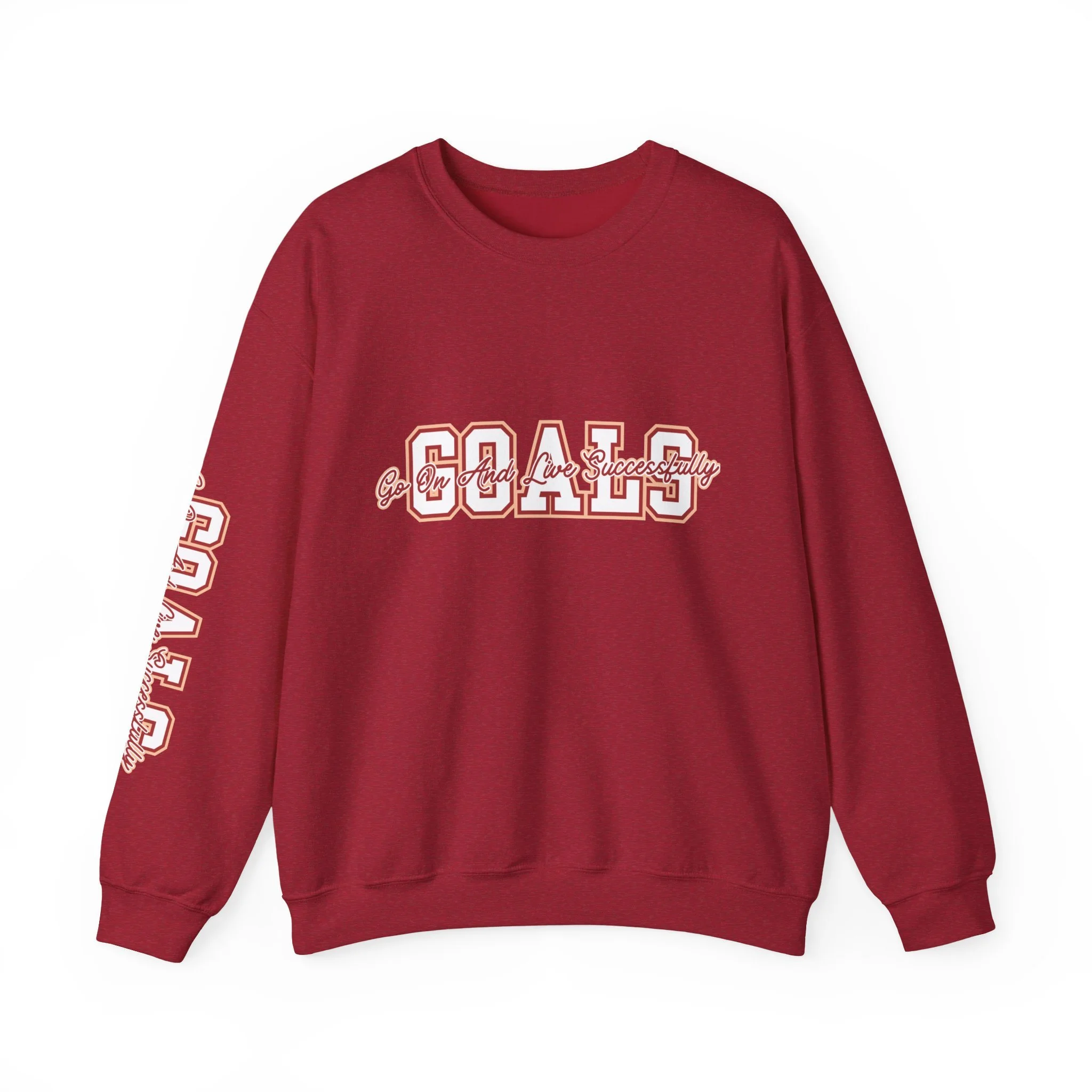 Goals Script Outline Crewneck Sweatshirt | Athletic Lettering, Minimal Graphic