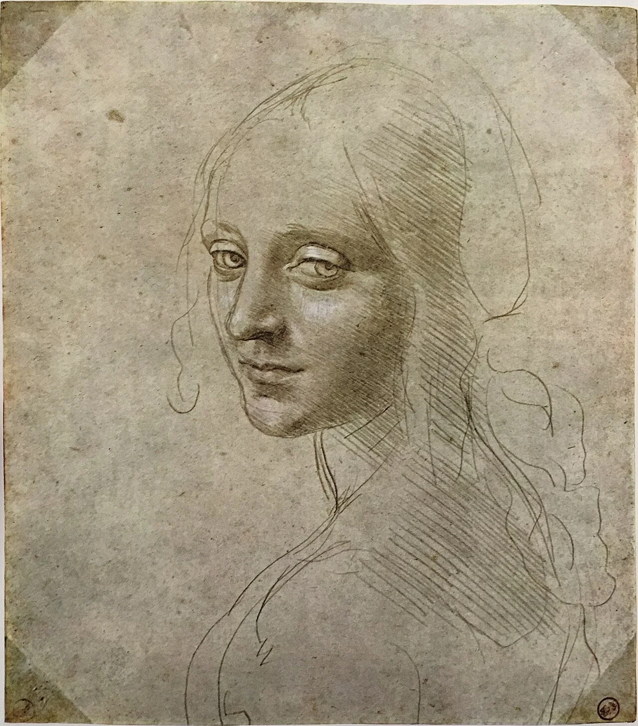Leonardo da Vinci, Study for the Face of the Angel in The Virgin of the Rocks, c. 1490–1494.