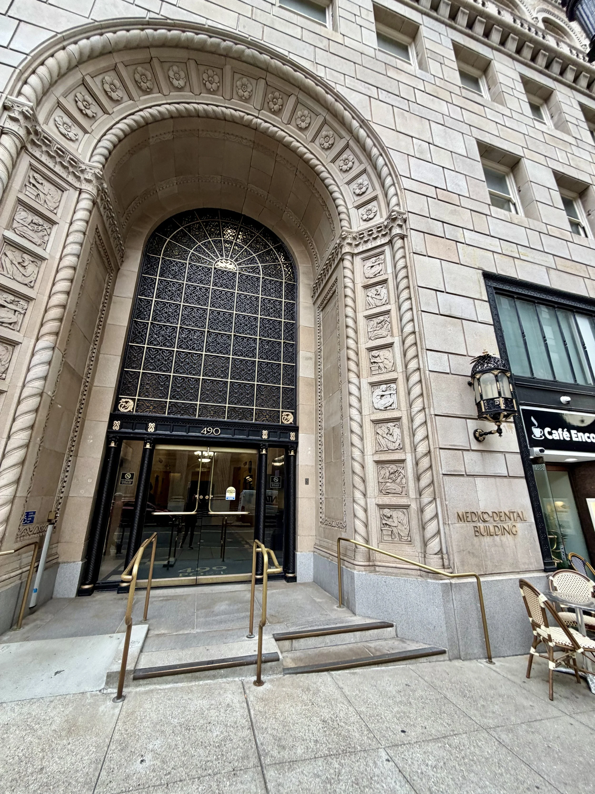 Entrance to 490 Post Street, home of Dermatology Medical Group of San Francisco.