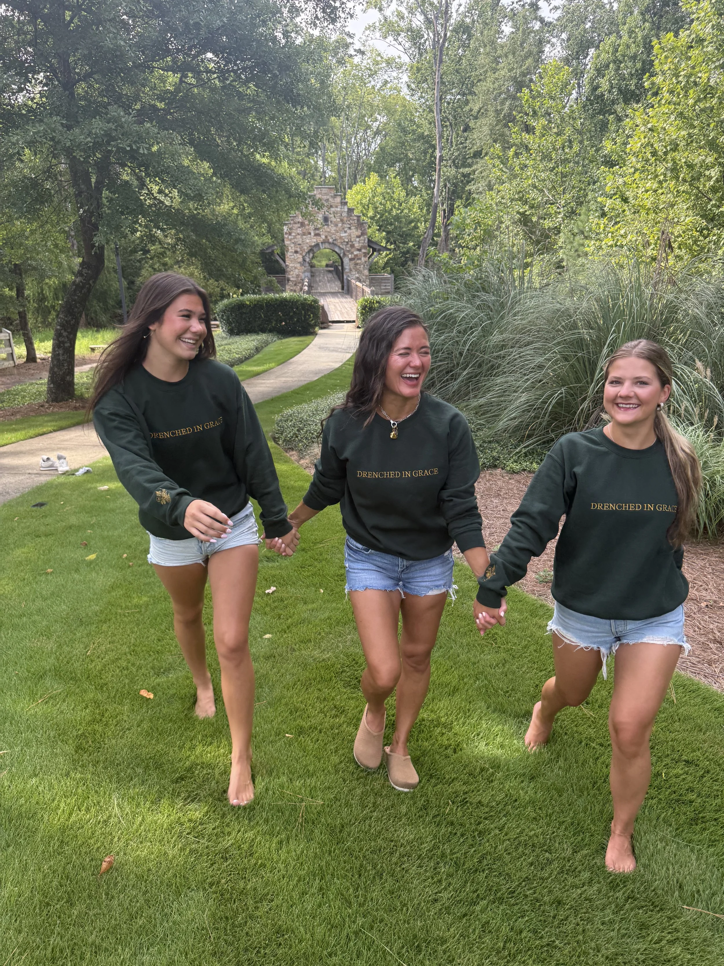 Drenched in Grace Sweatshirt-Green+Gold