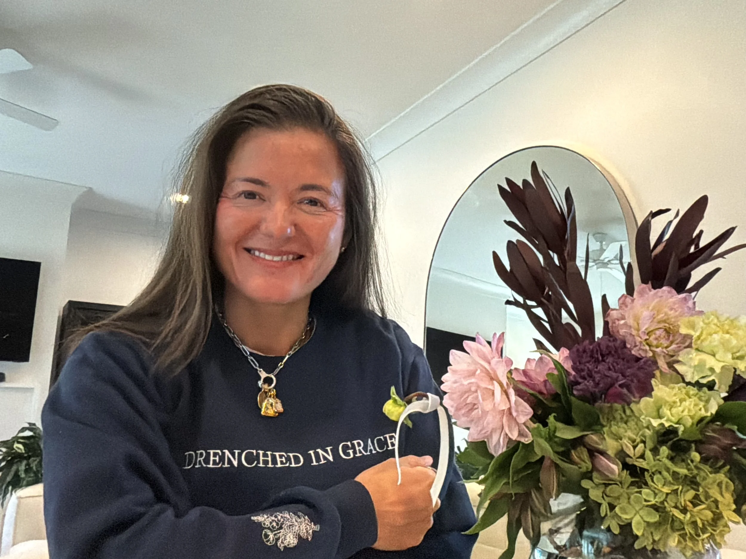 Drenched in Grace Sweatshirt--Navy+White