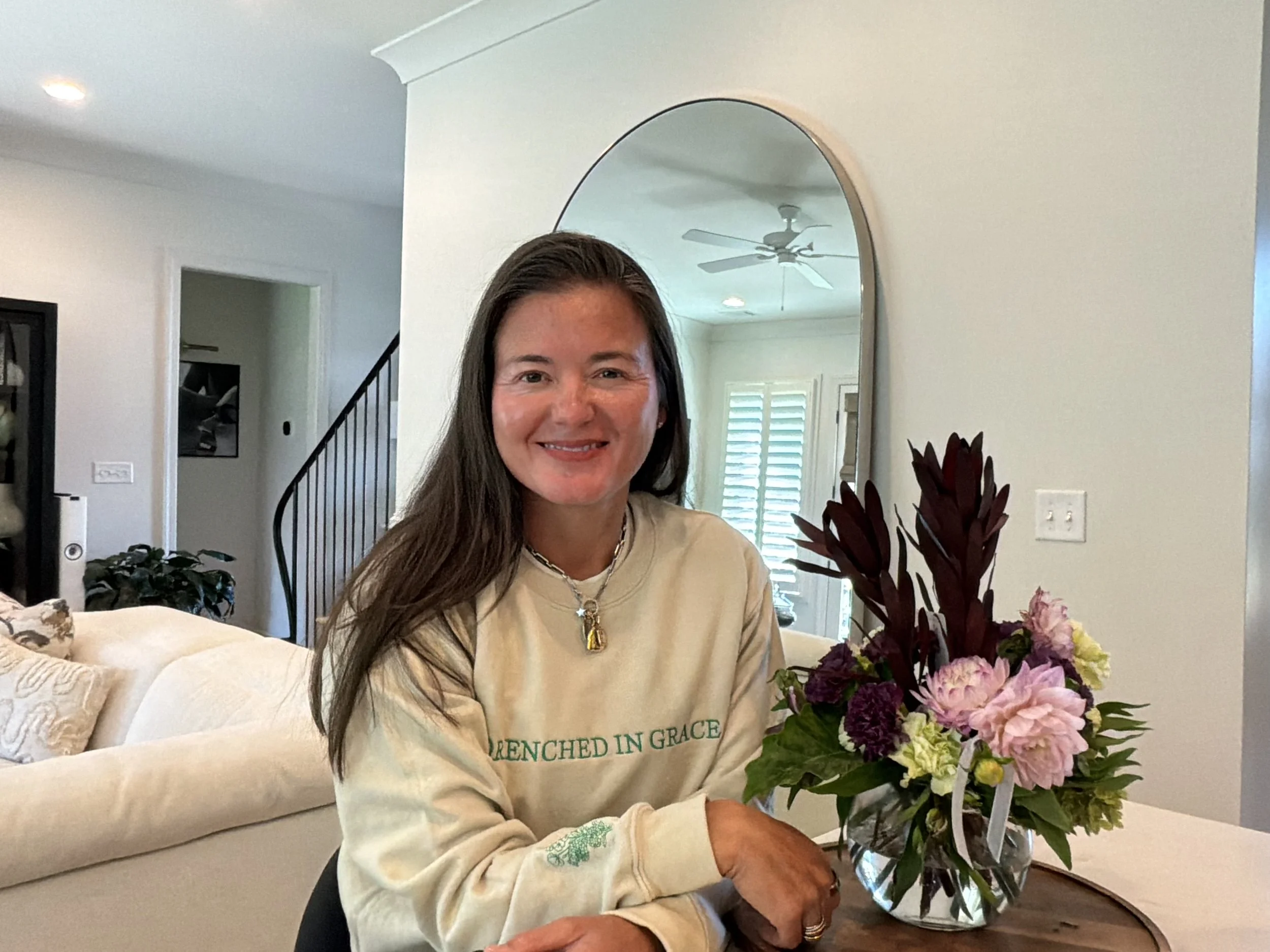 Drenched in Grace Sweatshirt--Sand + Emerald