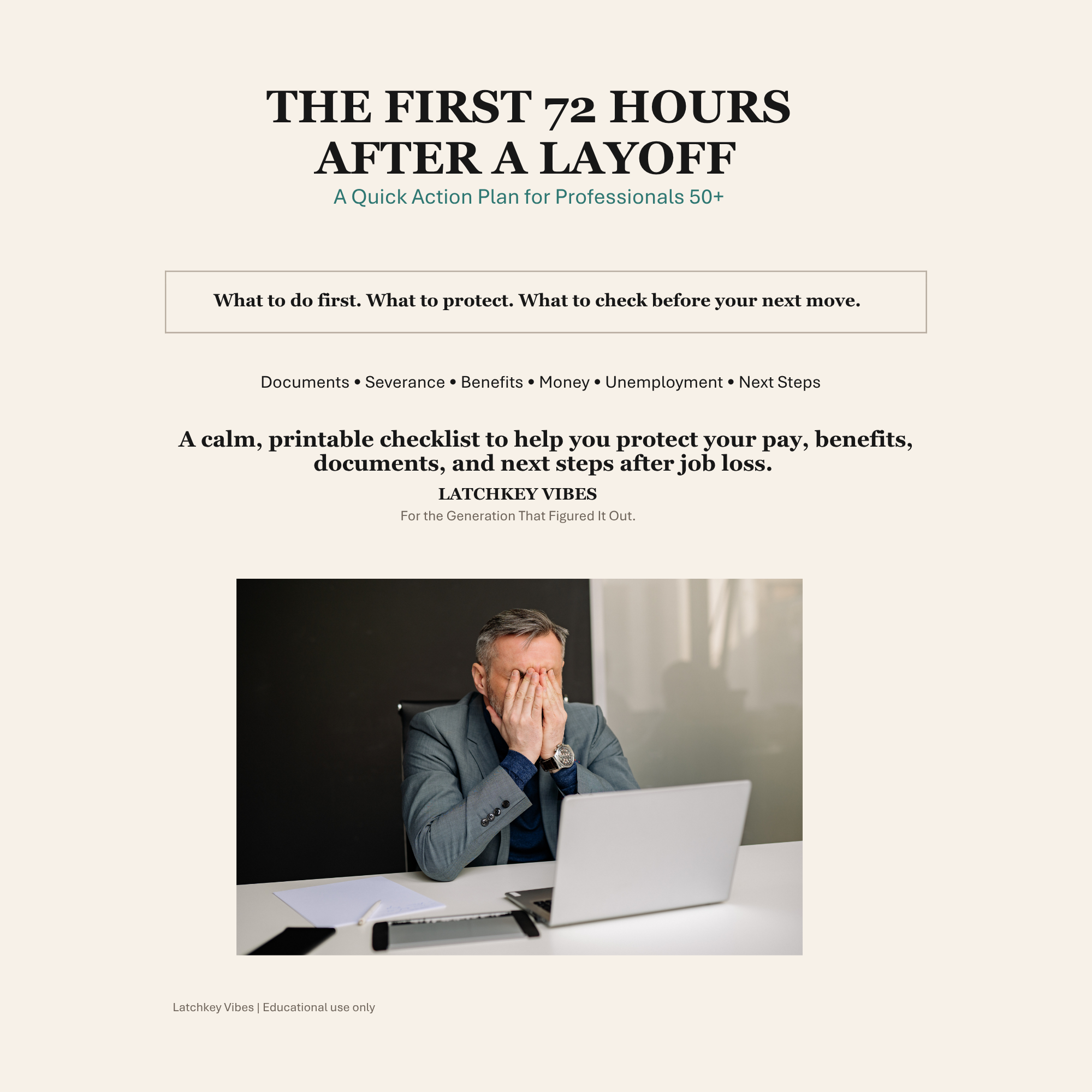 The First 72 Hours After a Layoff: Quick Action Plan for Professionals 50+