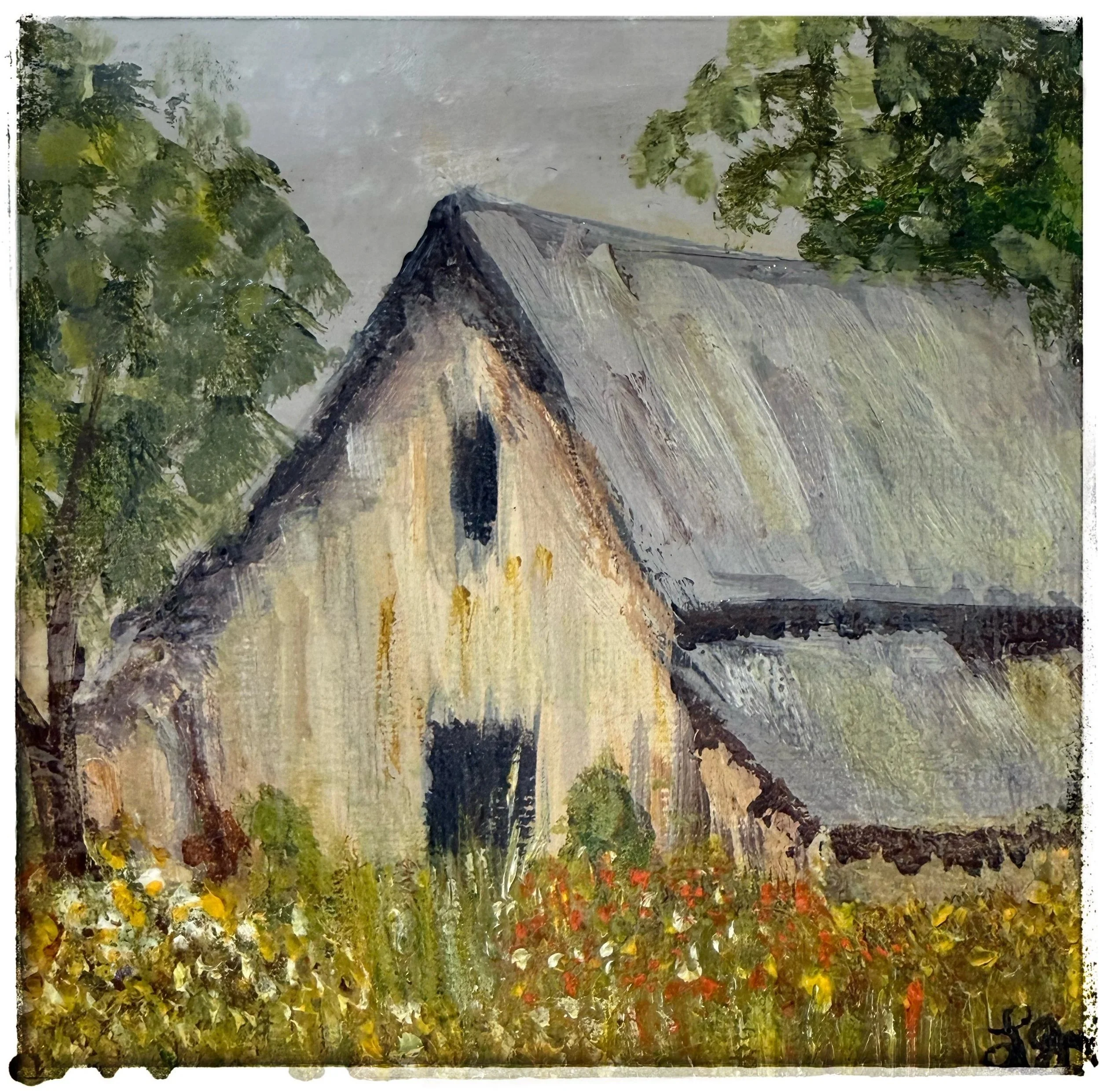 La Ferme · 4 x 4 · Acrylic on Canvas · & 10 x 10 Prints 