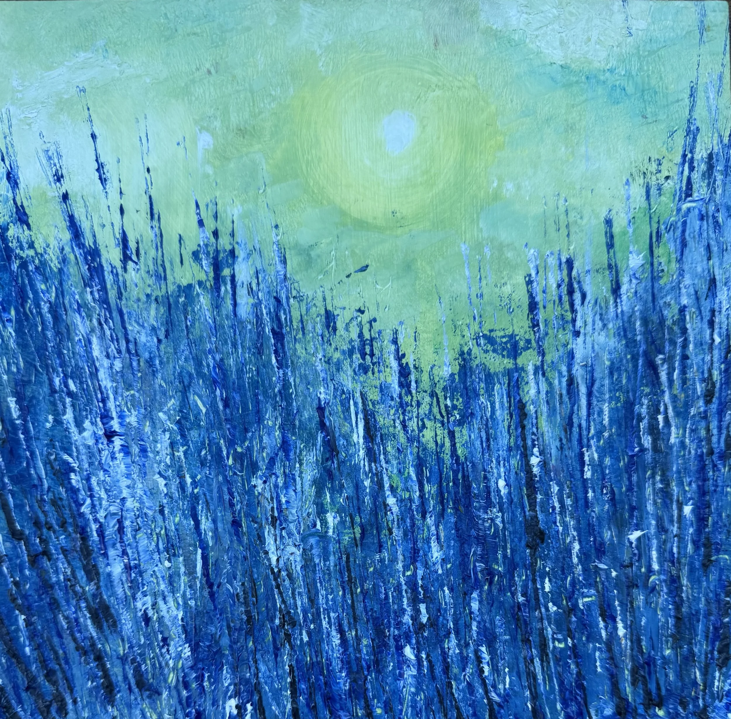 Into the Blue · 8 x 8 · Oil on Wood