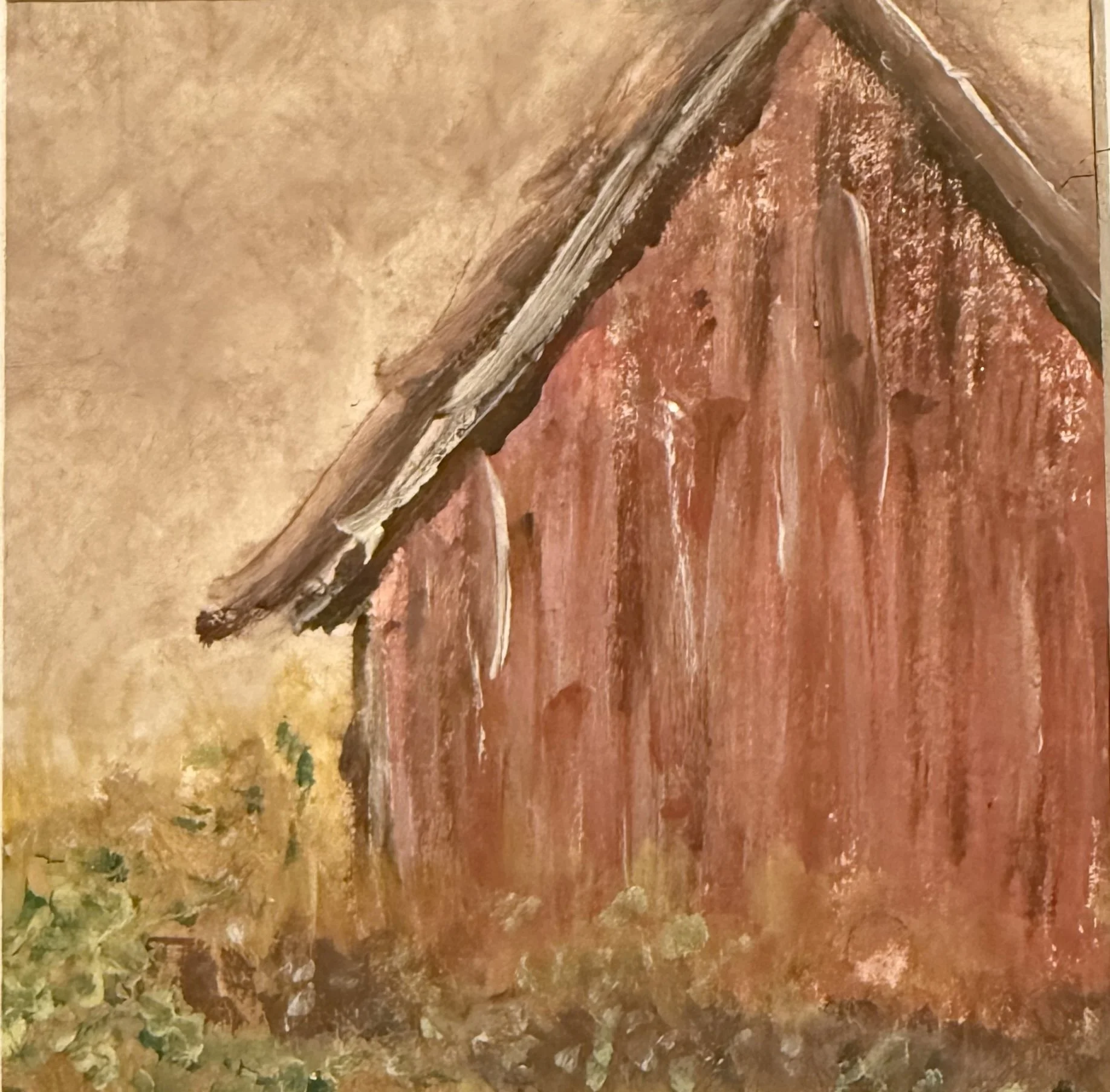 Red Barn · 4 x 4  · Acrylic on Canvas
