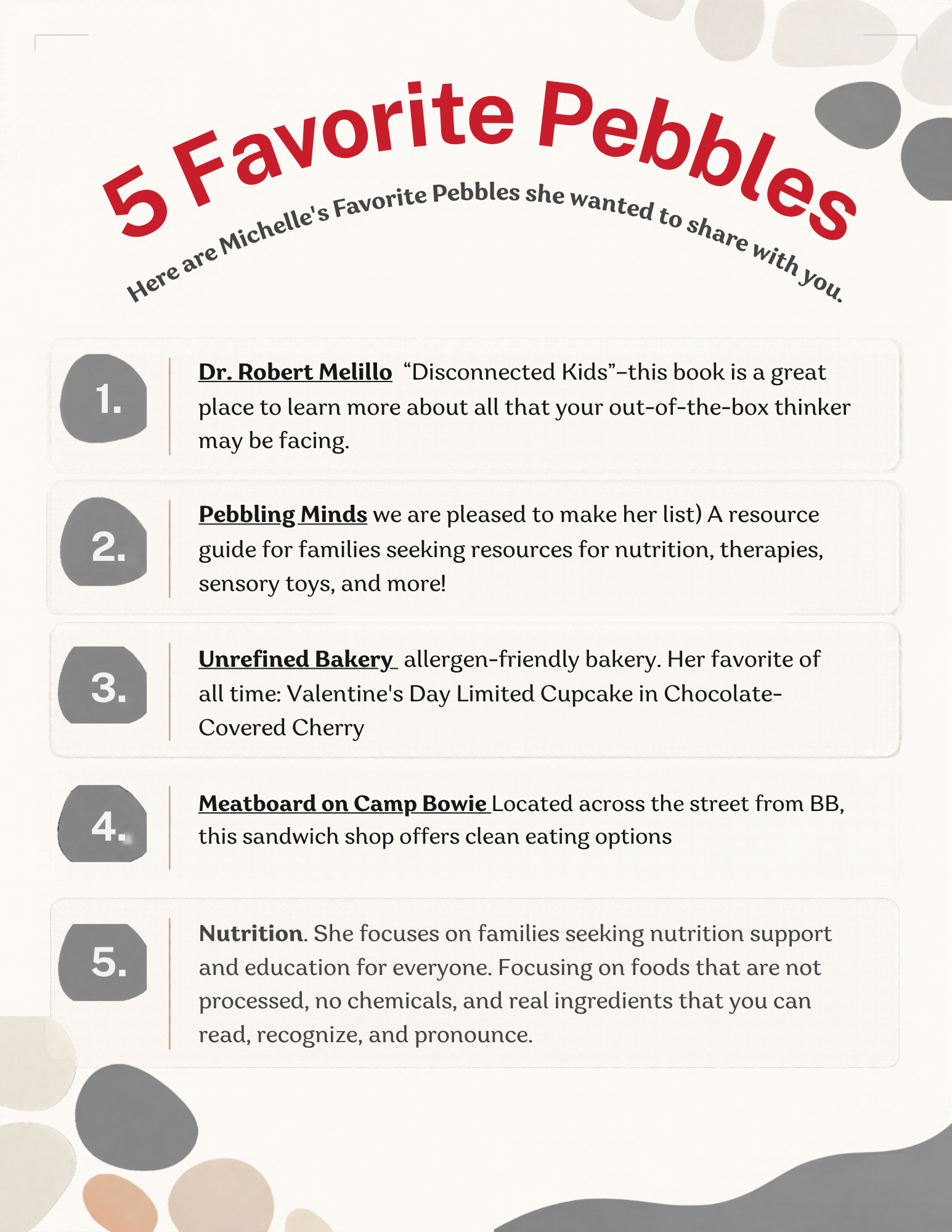 pebbling top five