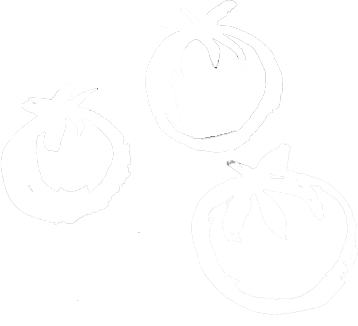 Silhouettes of four tomatoes on a black background.