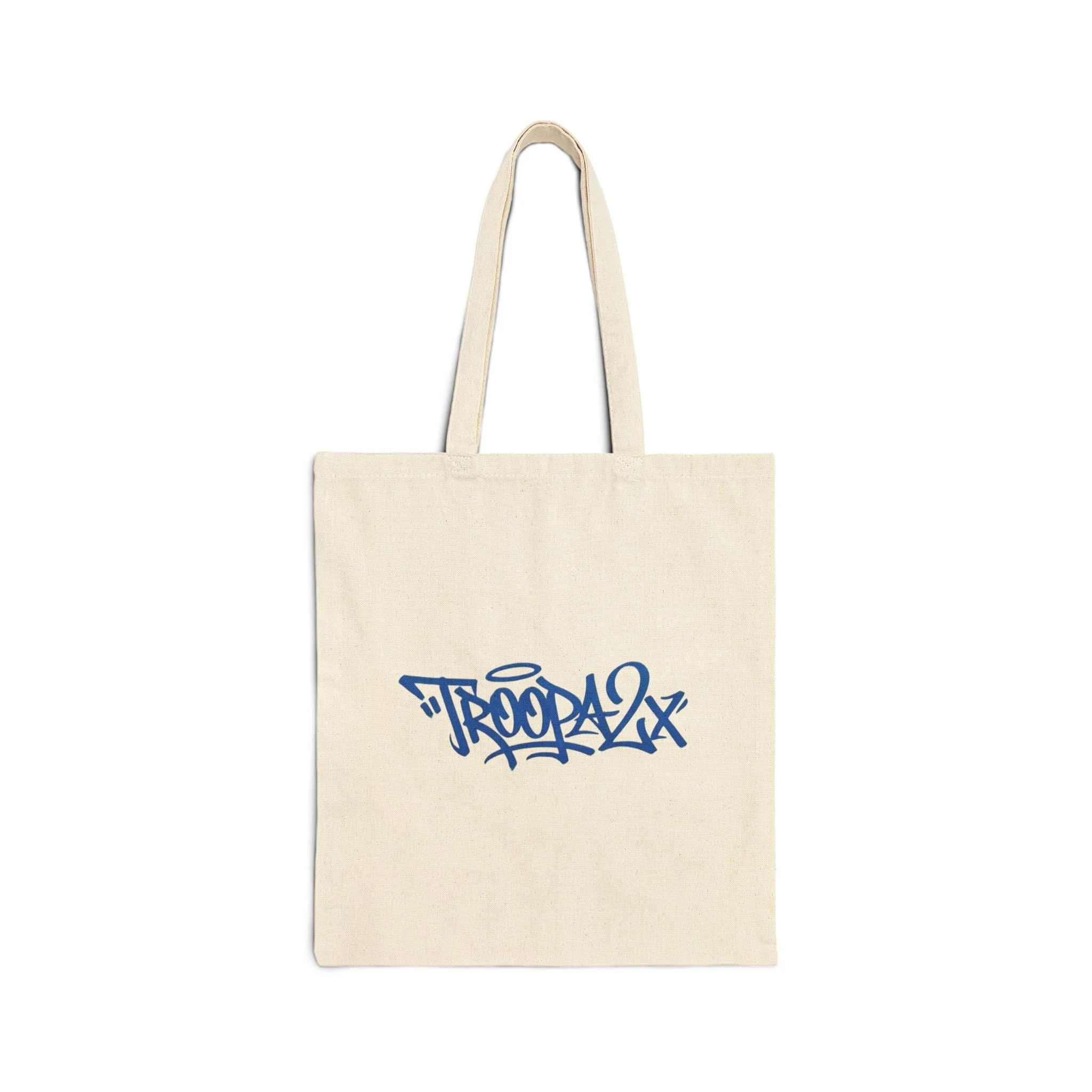 Graffiti Logo Cotton Tote Bag - 'Troopax' Street Art Canvas Shopper