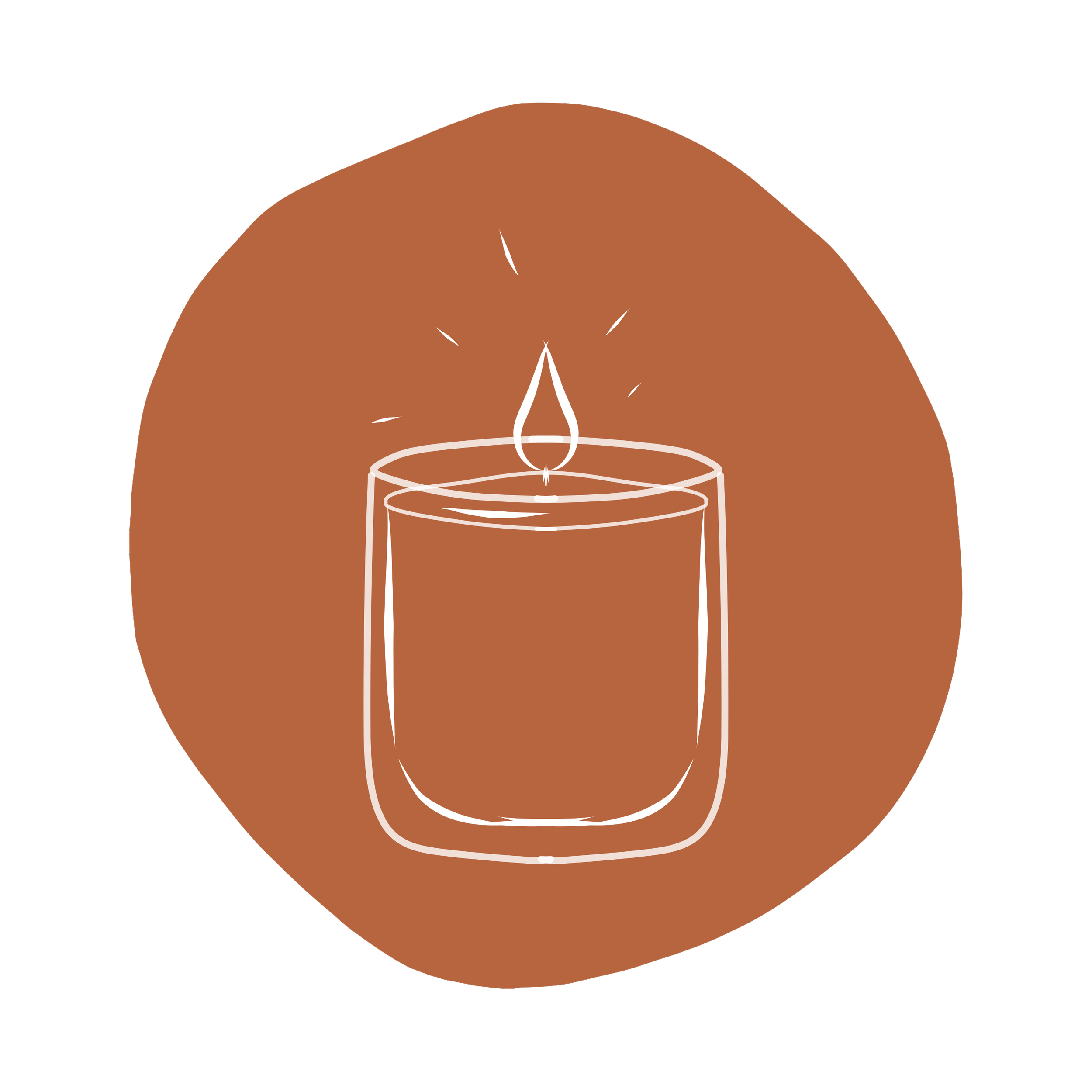 Line drawing of a hand holding a lit candle