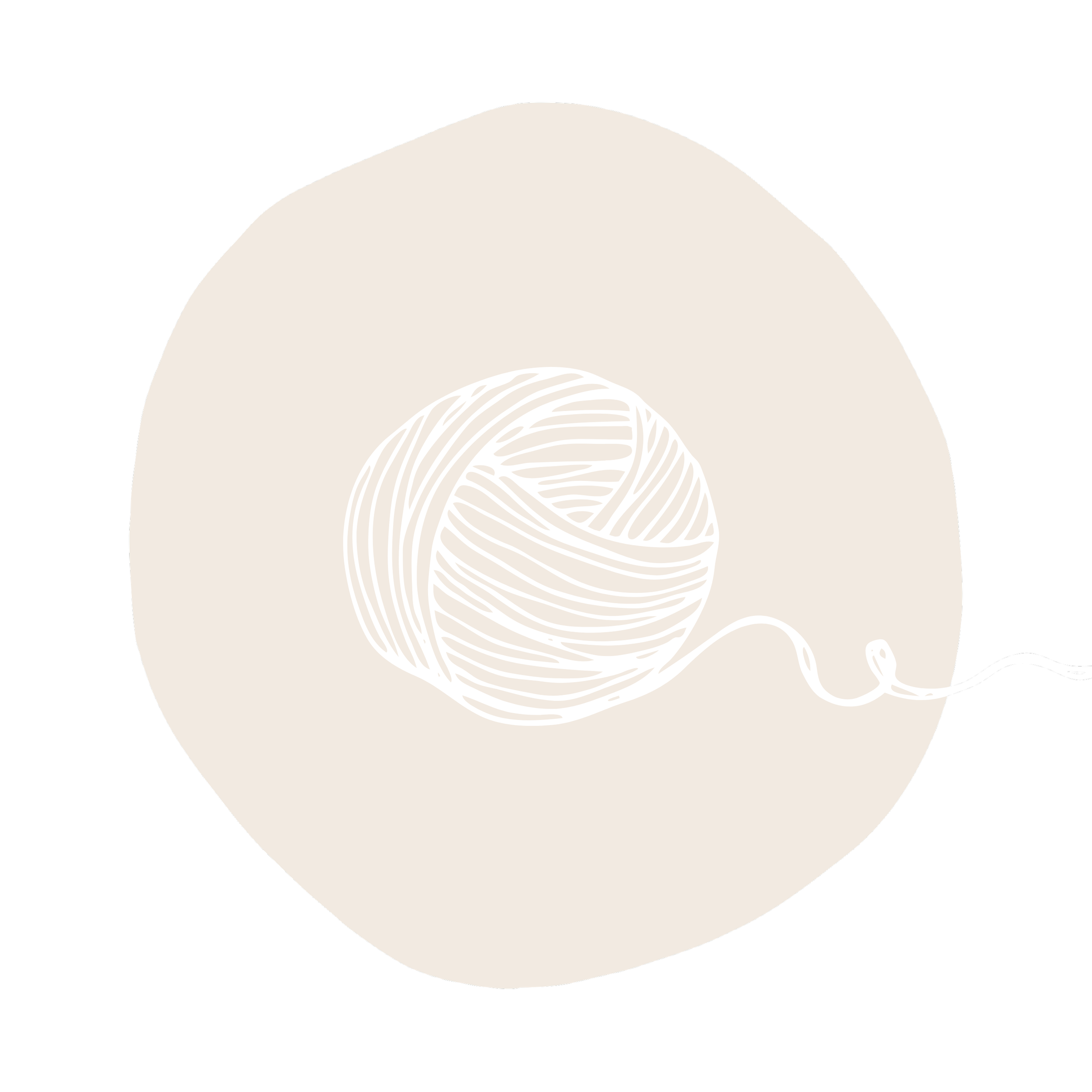 A ball of yarn on a beige background with thread coming out of it.