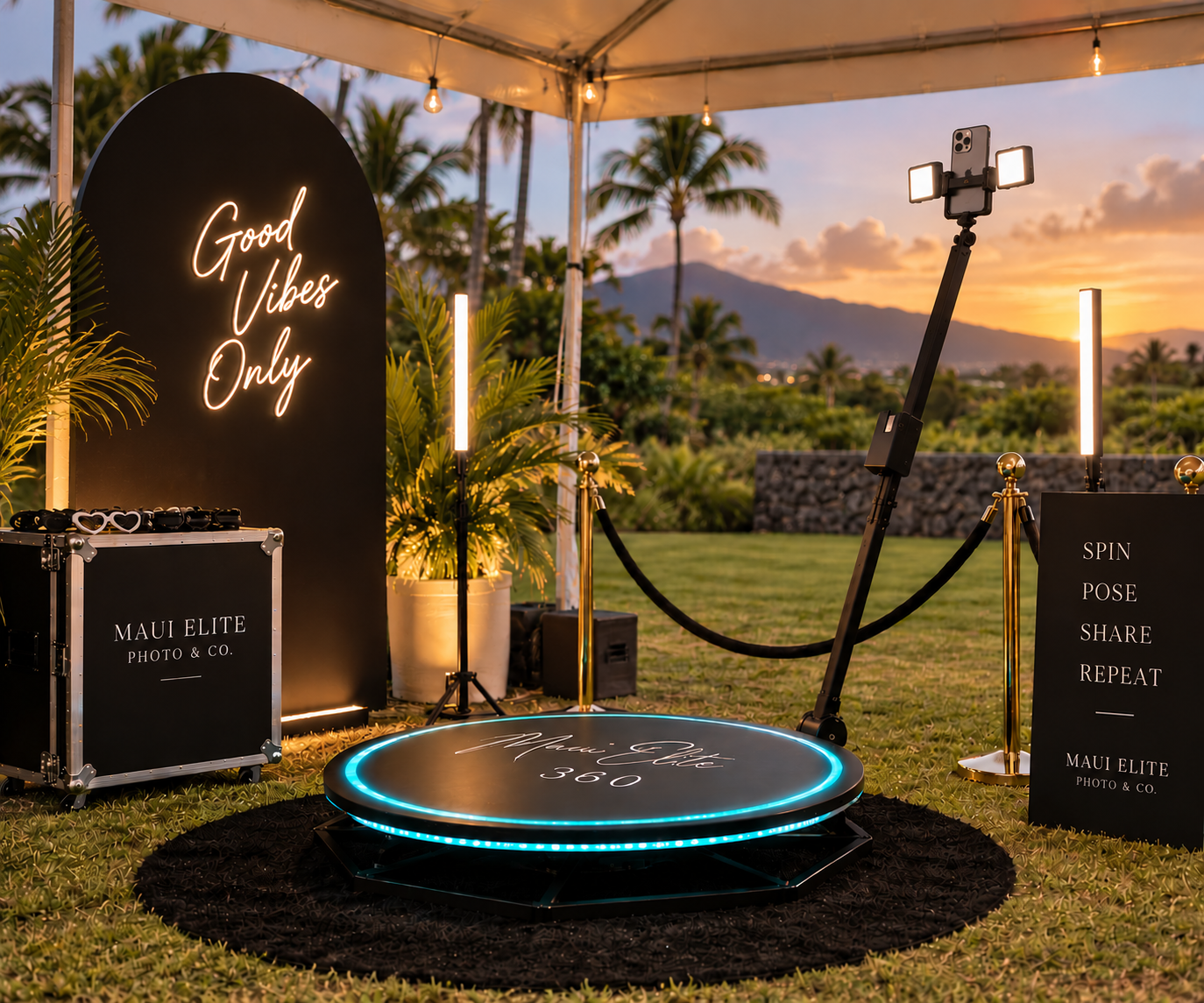 360 photo booth experience at an outdoor event in Maui, Hawaii