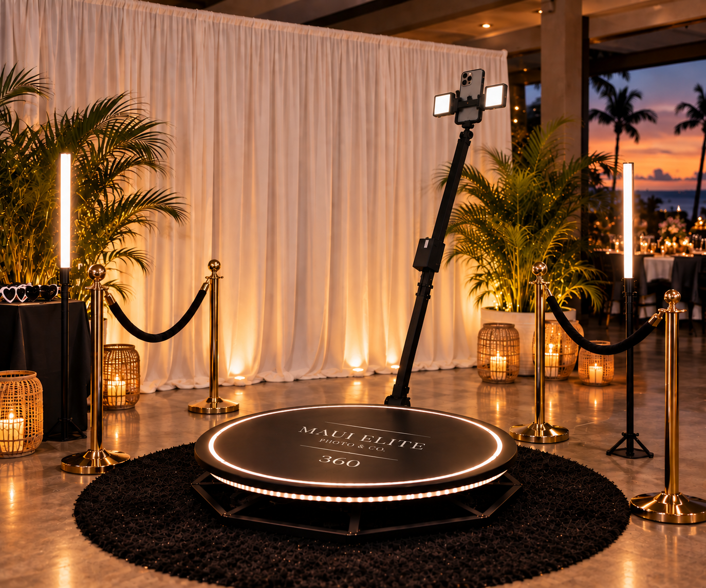 360 photo booth setup for an event in Maui, Hawaii
