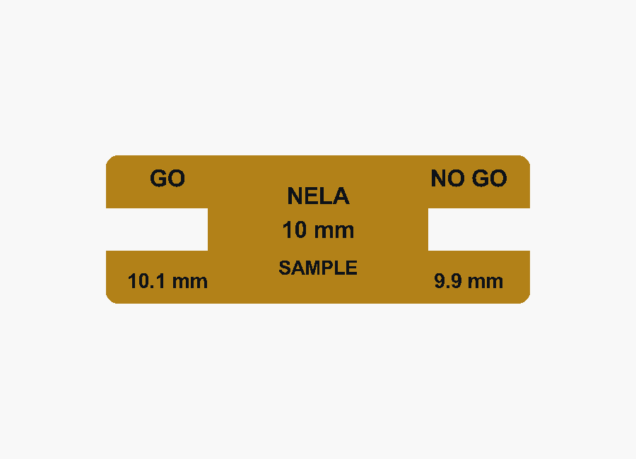 GO/NO-GO Inspection Gauge — Demonstration sample and design preview for a nominal 10 mm size. Request your required dimensions and tolerances.