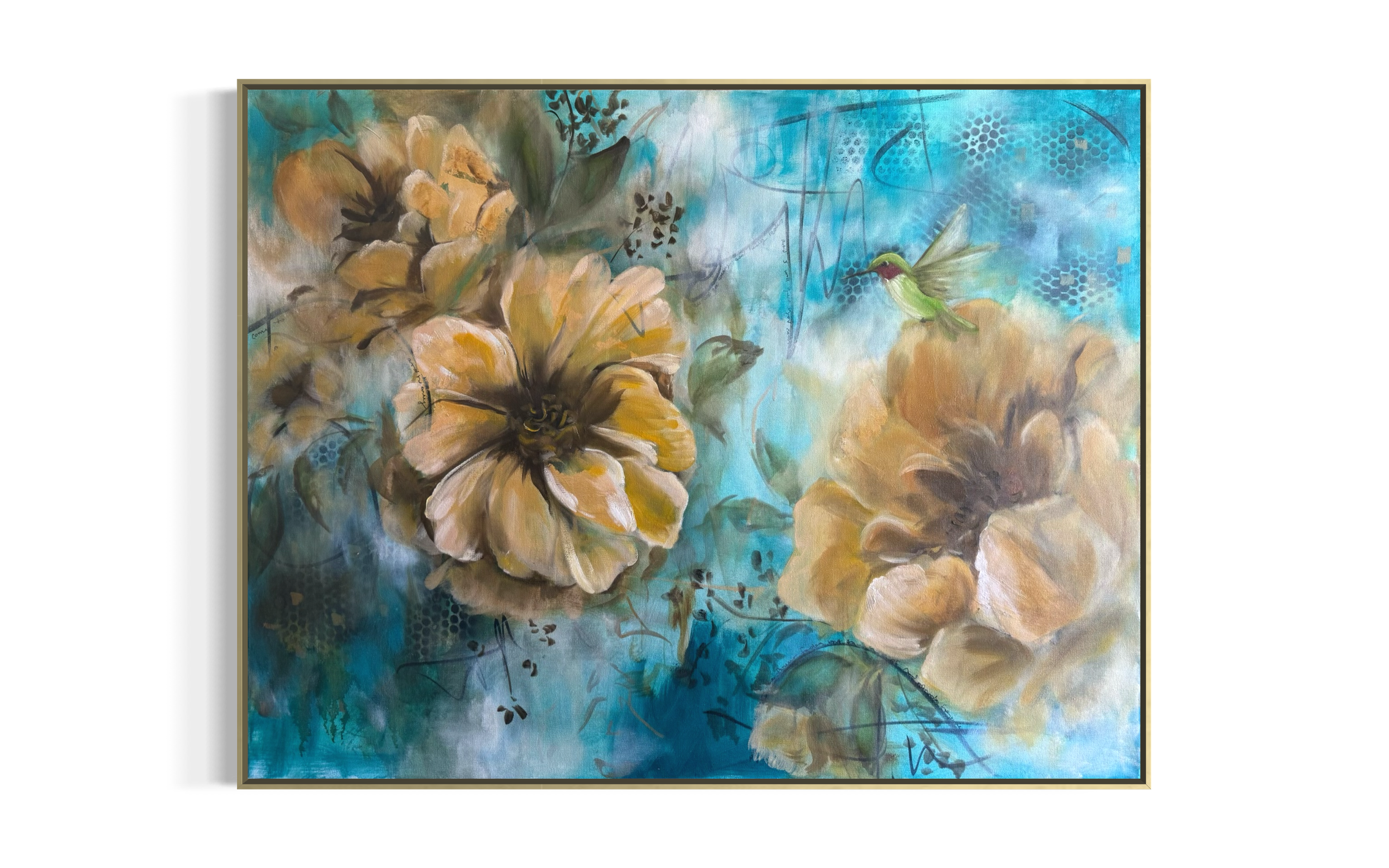Drawing Closer — 30 x 40 in. Original Mixed Media Oil on Canvas, Framed