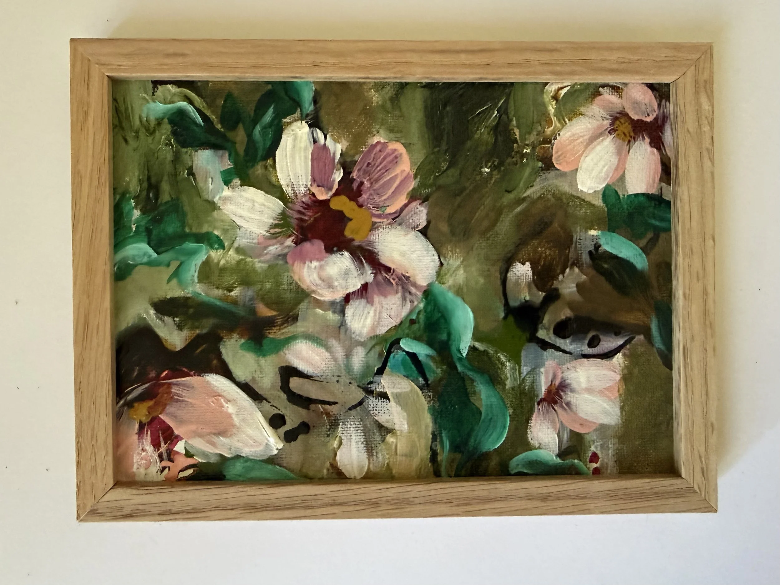 Abstract Moody Floral 3- Acrylic original 5x7 framed