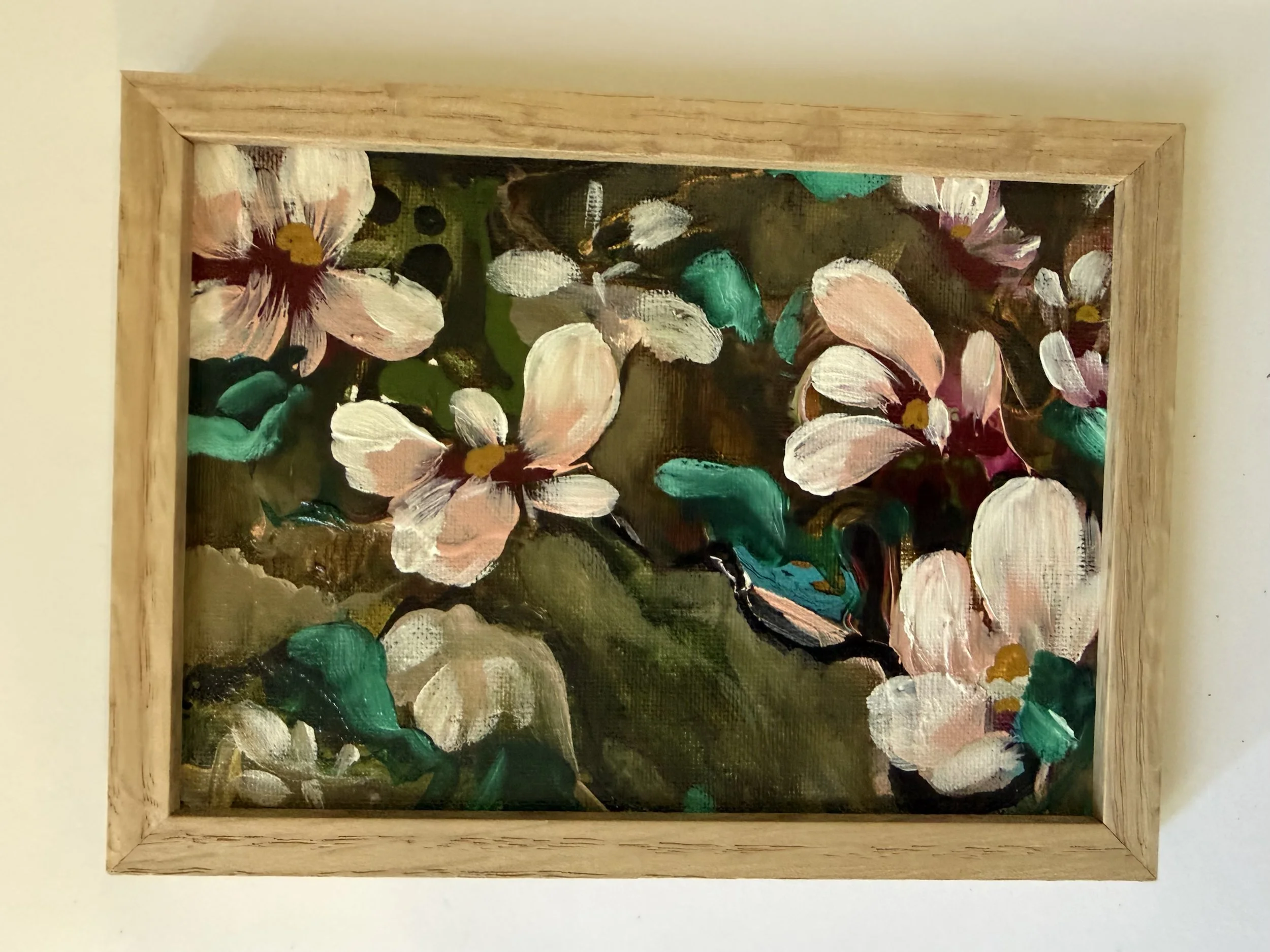 Abstract Moody Floral- Acrylic original 5x7 framed