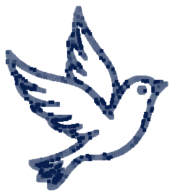 A blue silhouette of a flying dove with open wings. hope joy peace grief parent loss parental burnout loss of spouse childhood wounds PTSD trauma