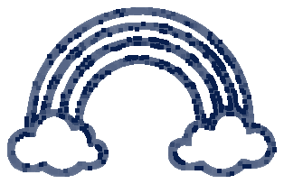 A dark blue rainbow with two clouds at each end, set against a black background alienation of parent, parental wound, trauma, women's right, Identity, self confidence, anxiety, depression, hope future anxiety, worry PTSD, CBT, dbt, Somatics gaslight